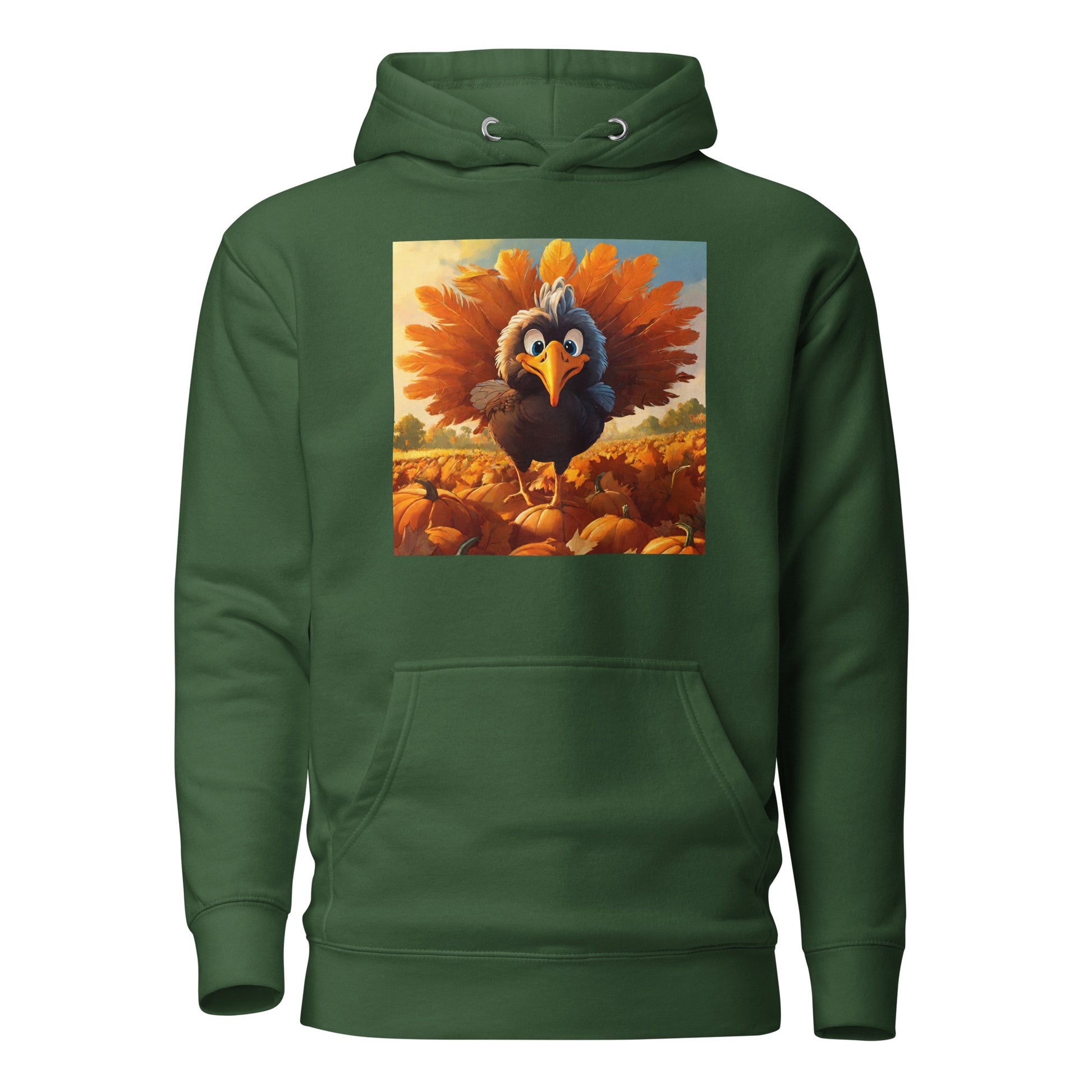 Cute Turkey Women's Thanksgiving Hoodie Forest Green