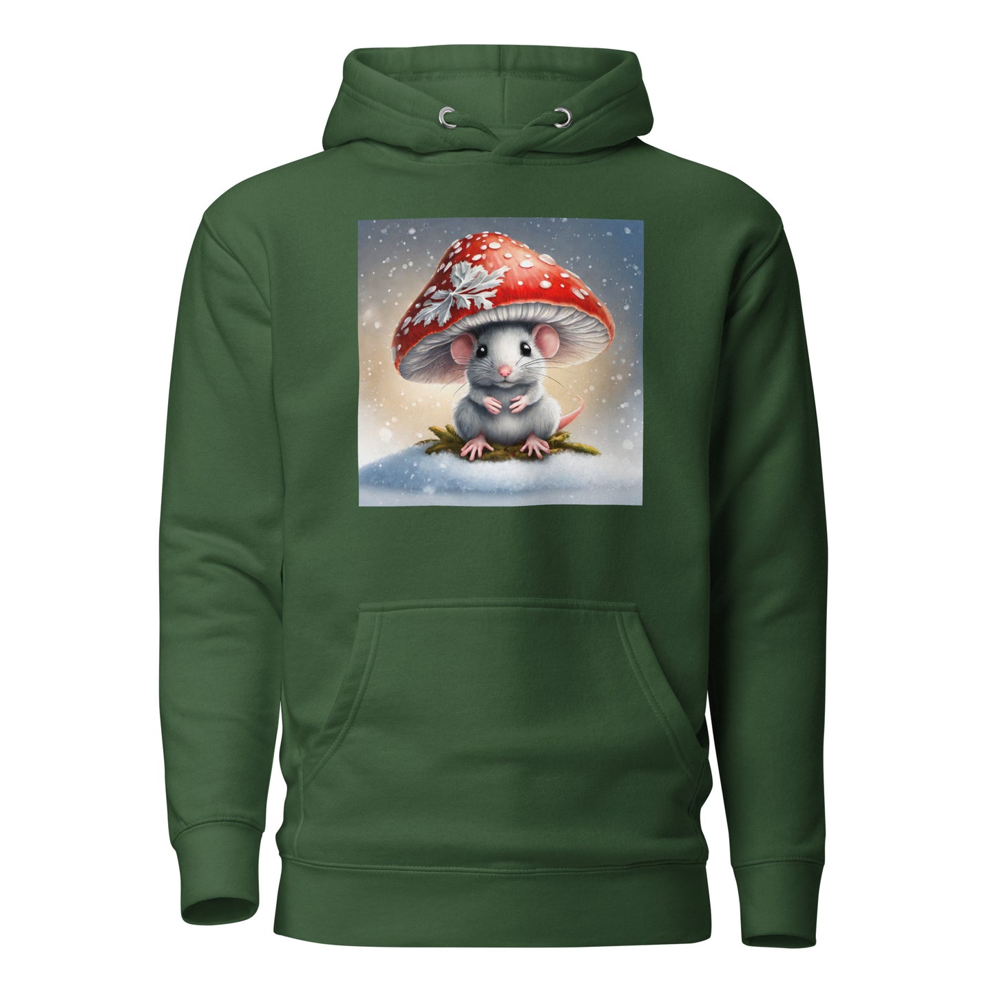 Winter Mouse Women's Holiday Hoodie Forest Green