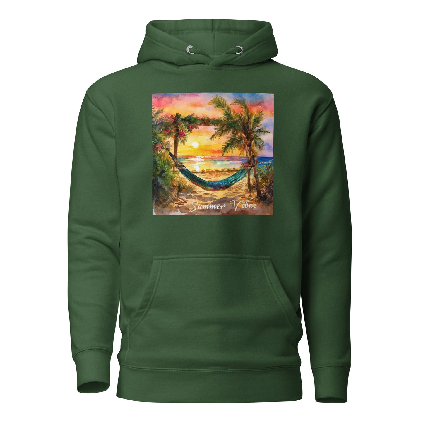 Summer Vibes Women's Beach Hoodie Forest Green