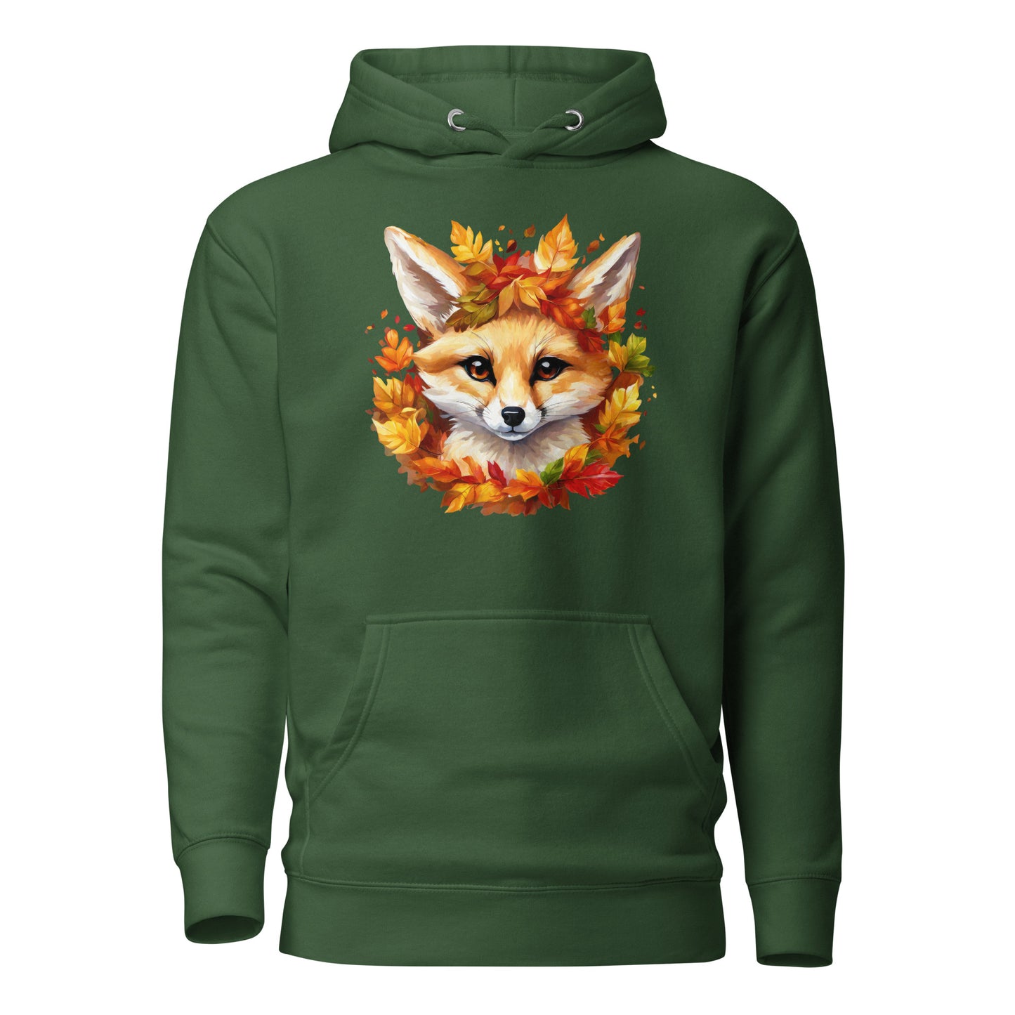 Autumn Fennec Fox Women's Fall Hoodie Forest Green