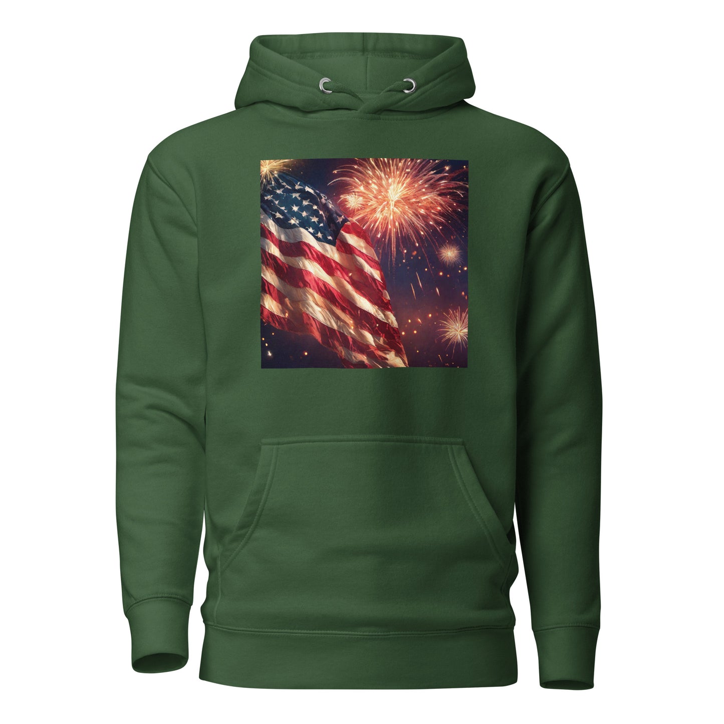 American Flag Women's 4th of July Hoodie Forest Green