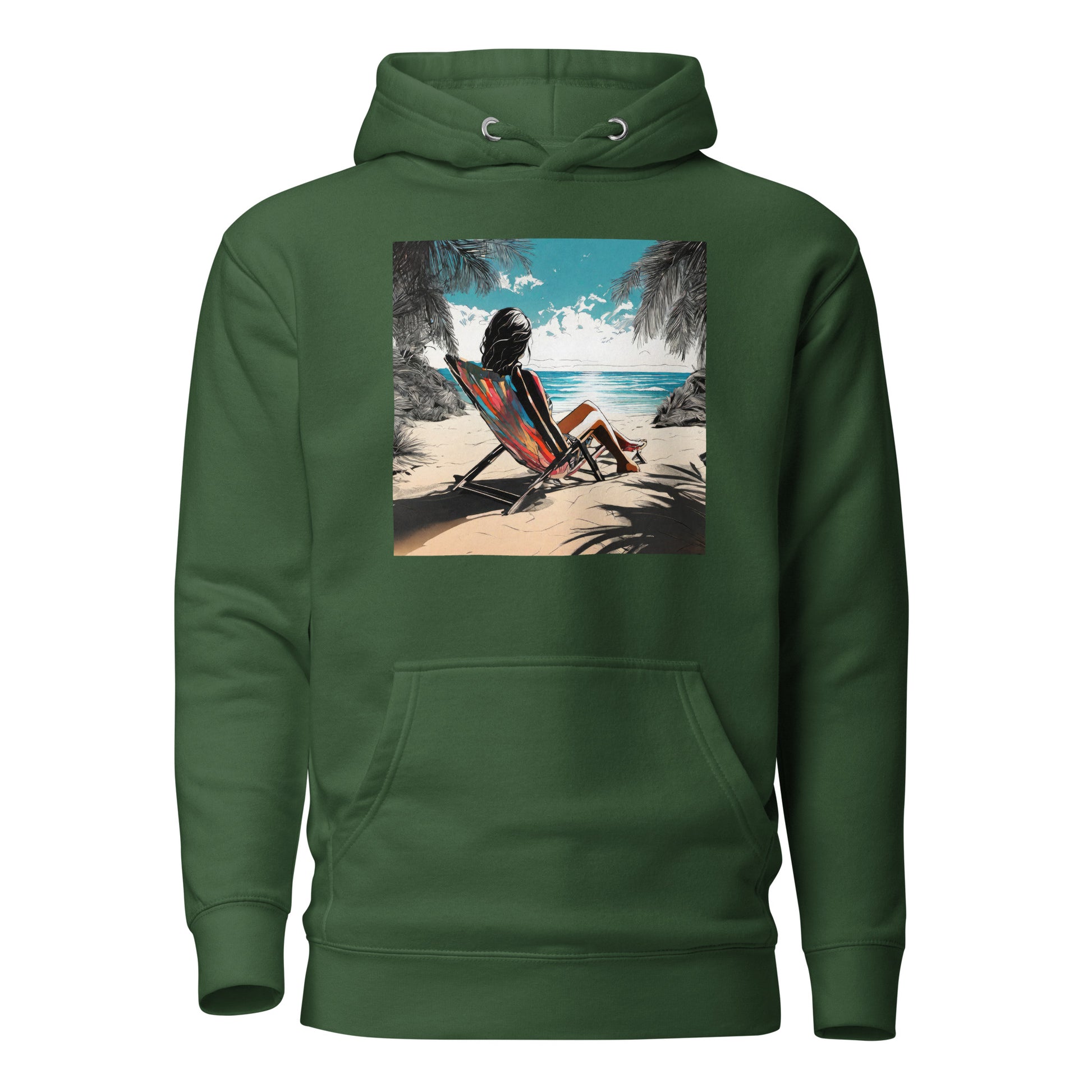 Relaxing on the Beach Women's Summer Hoodie Forest Green