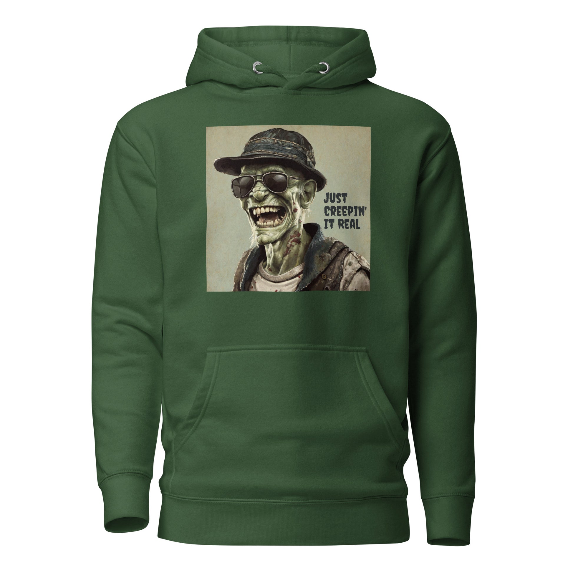 Just Creepin' It Real Women's Zombie Hoodie for Halloween Forest Green