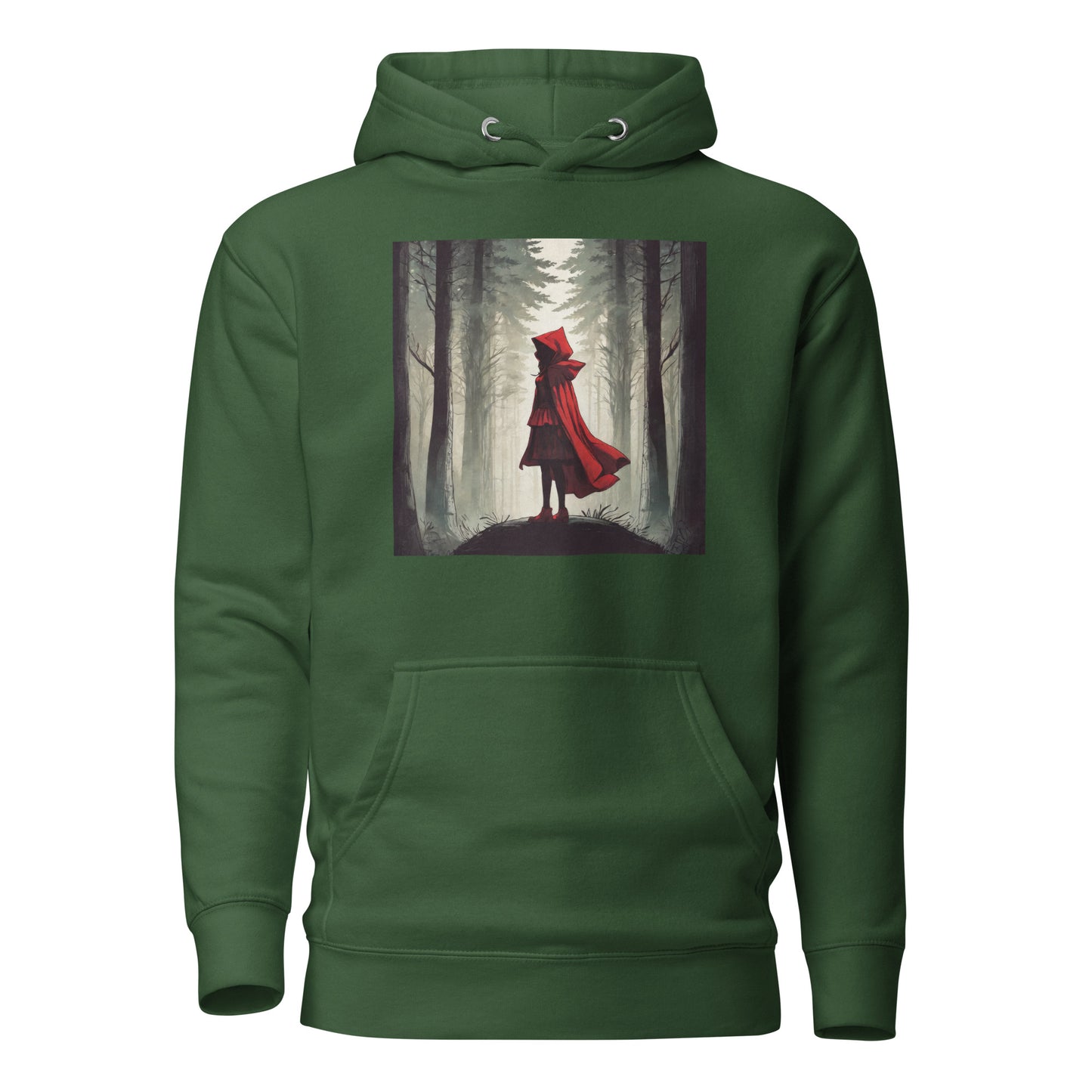 Bold Red Riding Hood in Forest Women's Fairy Tale Hoodie Forest Green