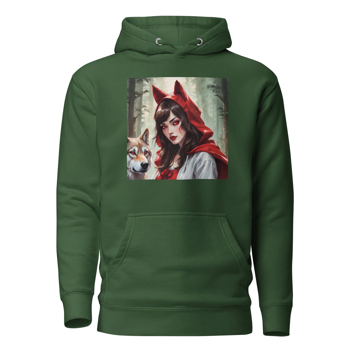 Red Riding Hood Colluding with the Wolf Women's Fairy Tale Hoodie Forest Green