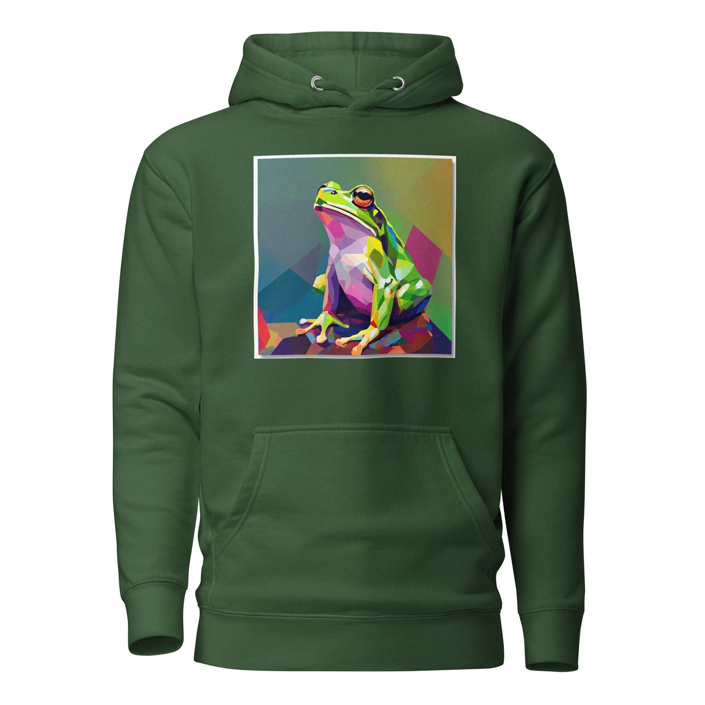 Geometric Frog Women's Animal Lover Hoodie Forest Green