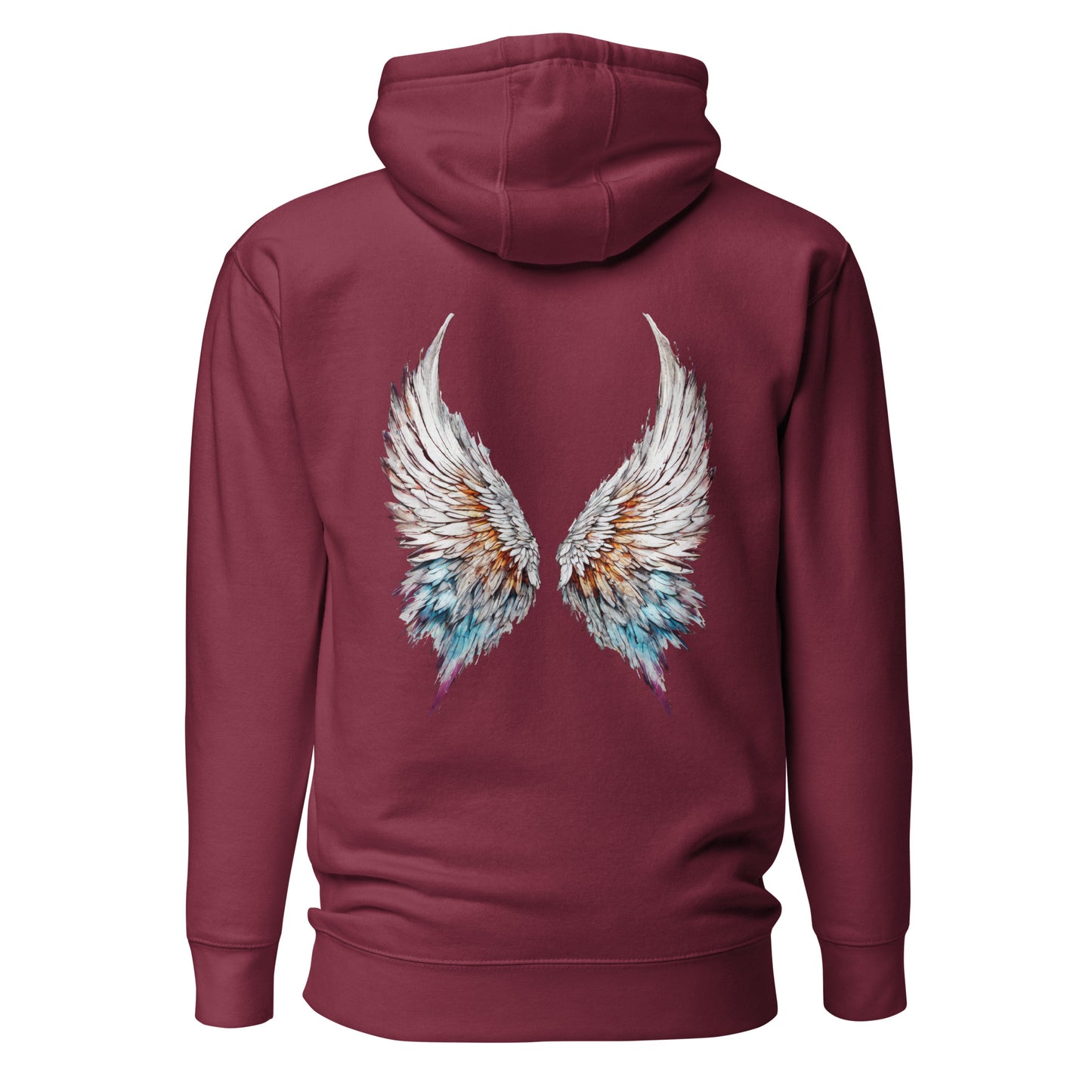 Colorful Angel Wings Women's Hoodie Maroon