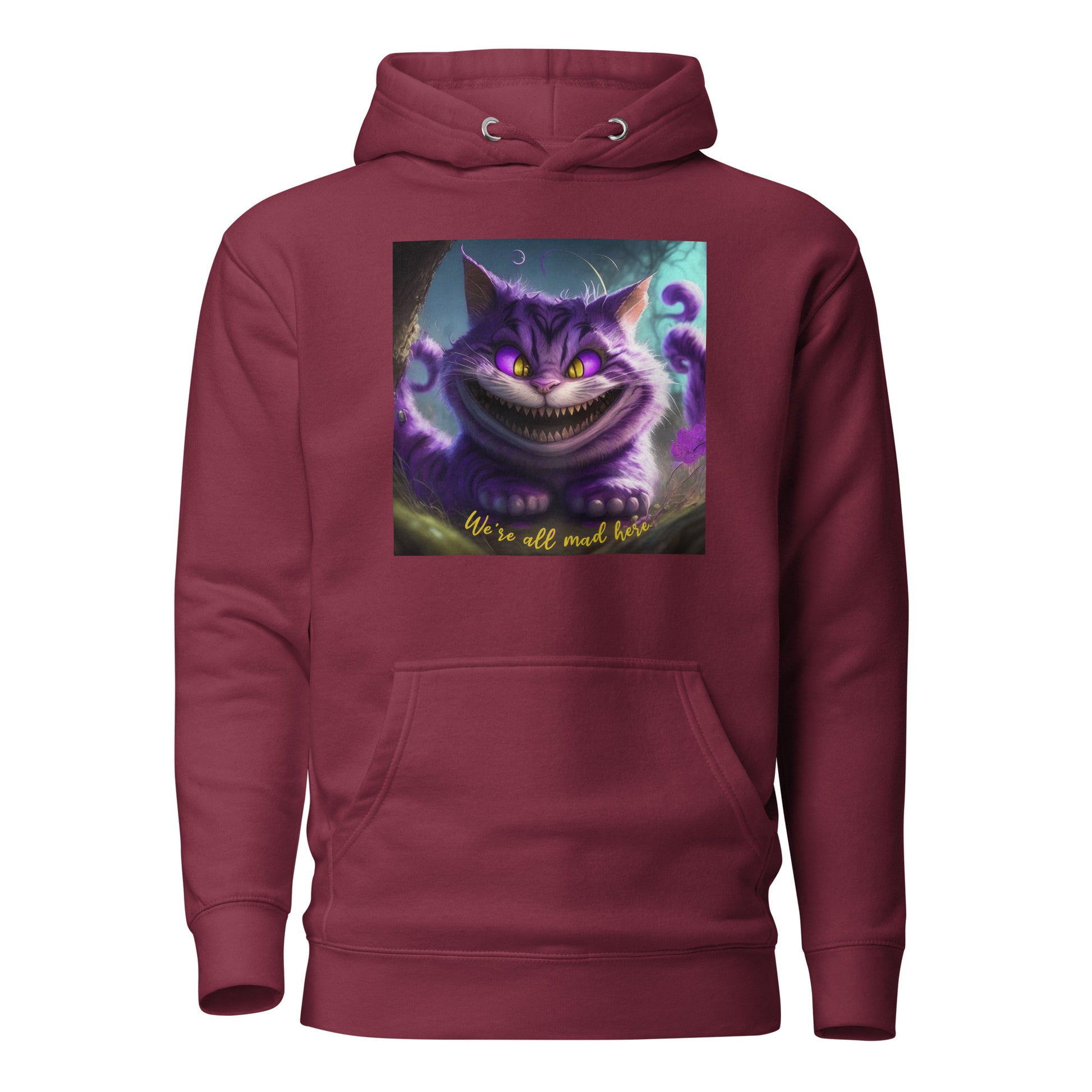 We're All Mad Here Cheshire Cat Women's Hoodie Maroon