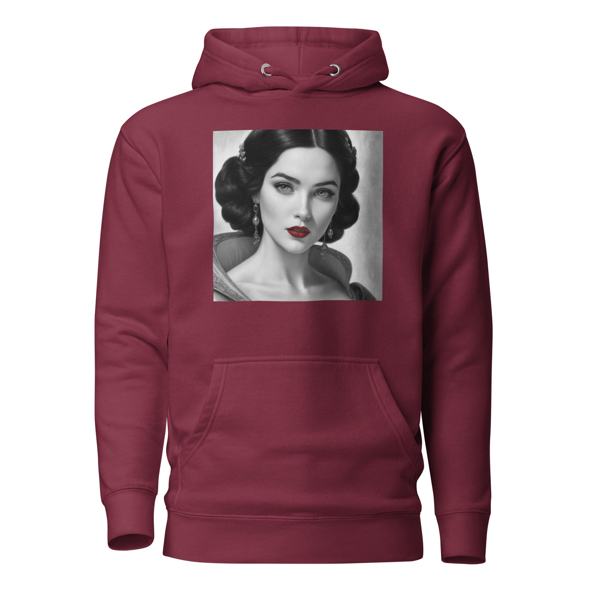 Snow White Portrait Women's Fairy Tale Hoodie Maroon