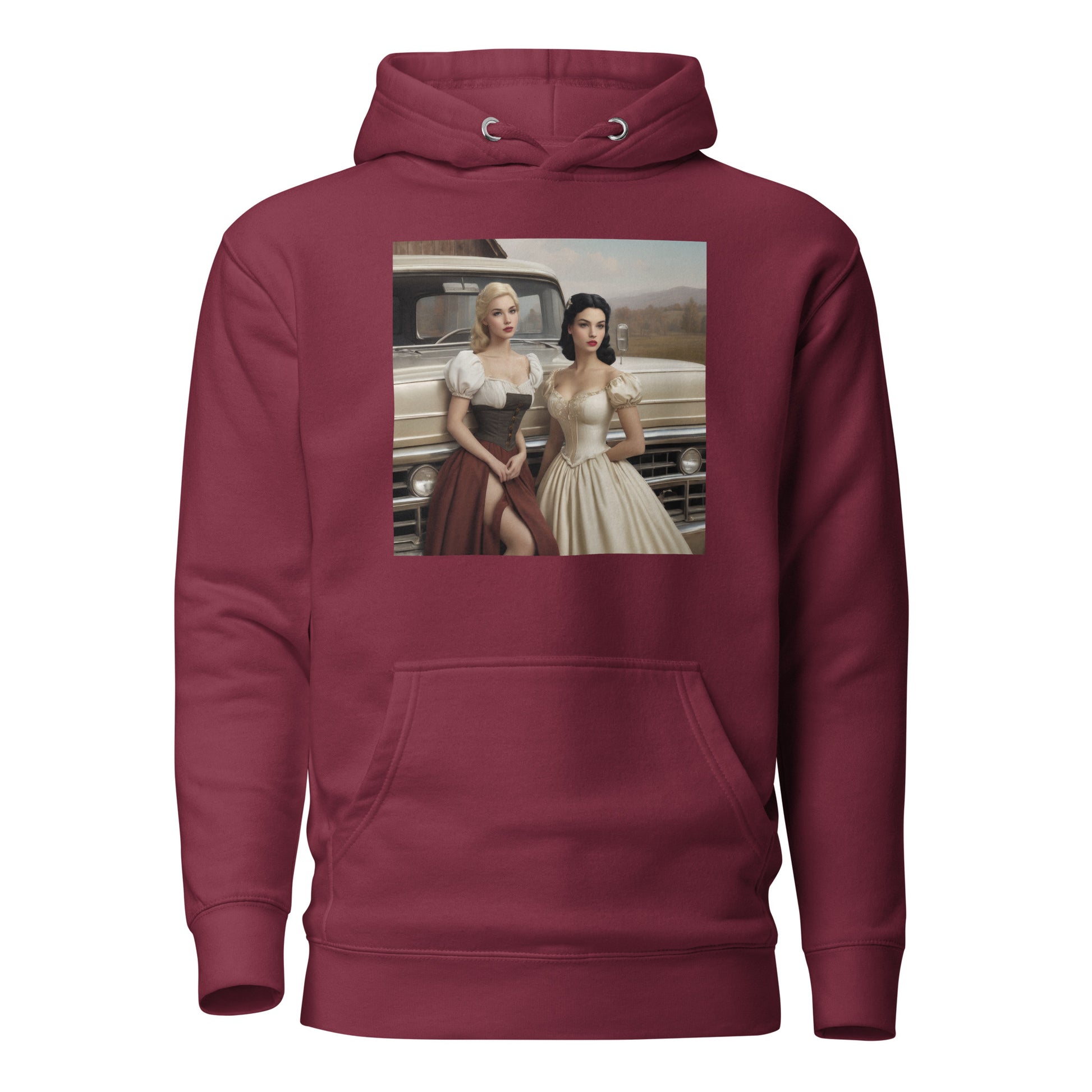 Cinderella and Snow White Hanging Out Women's Hoodie Maroon