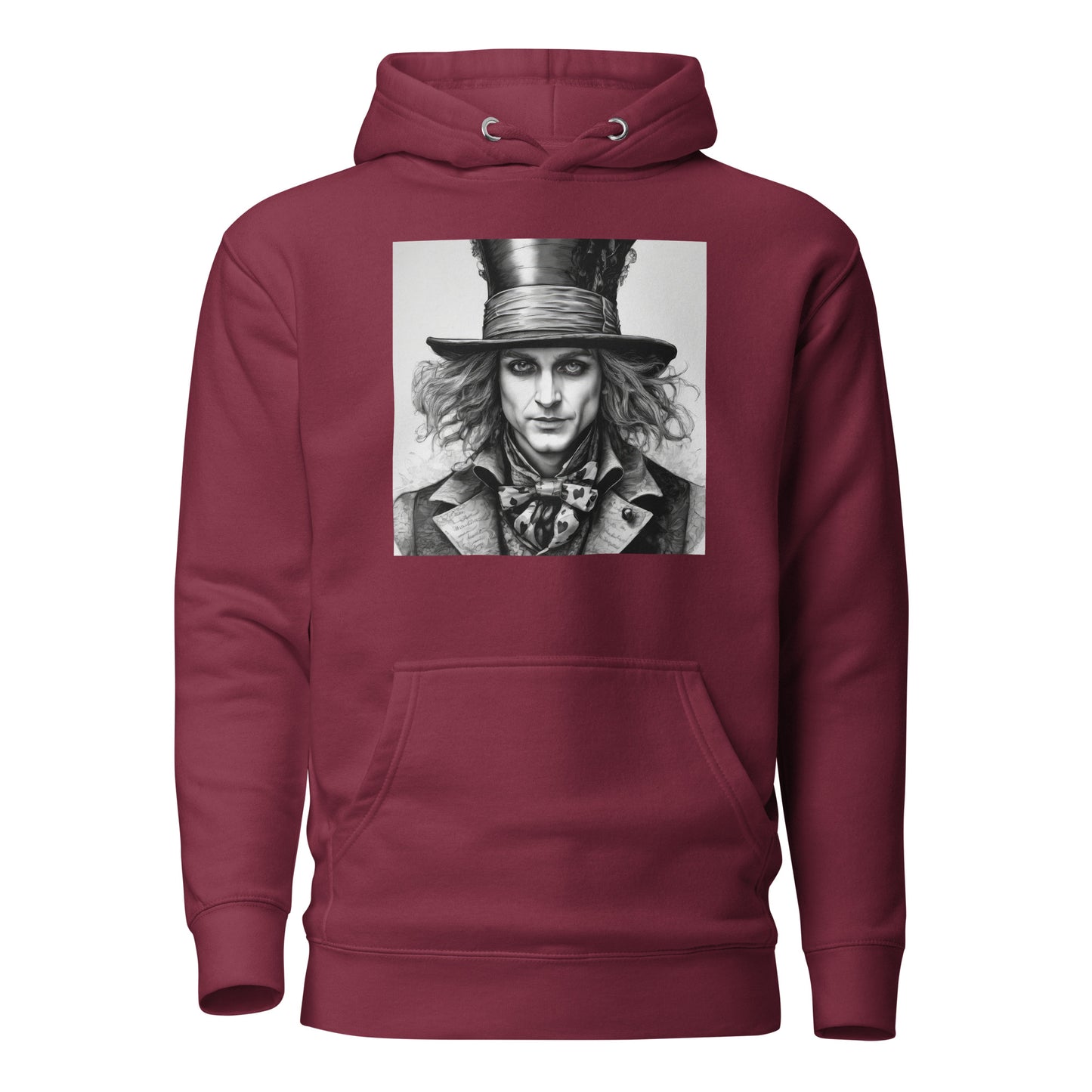 Serenely Eccentric Mad Hatter Hoodie Maroon