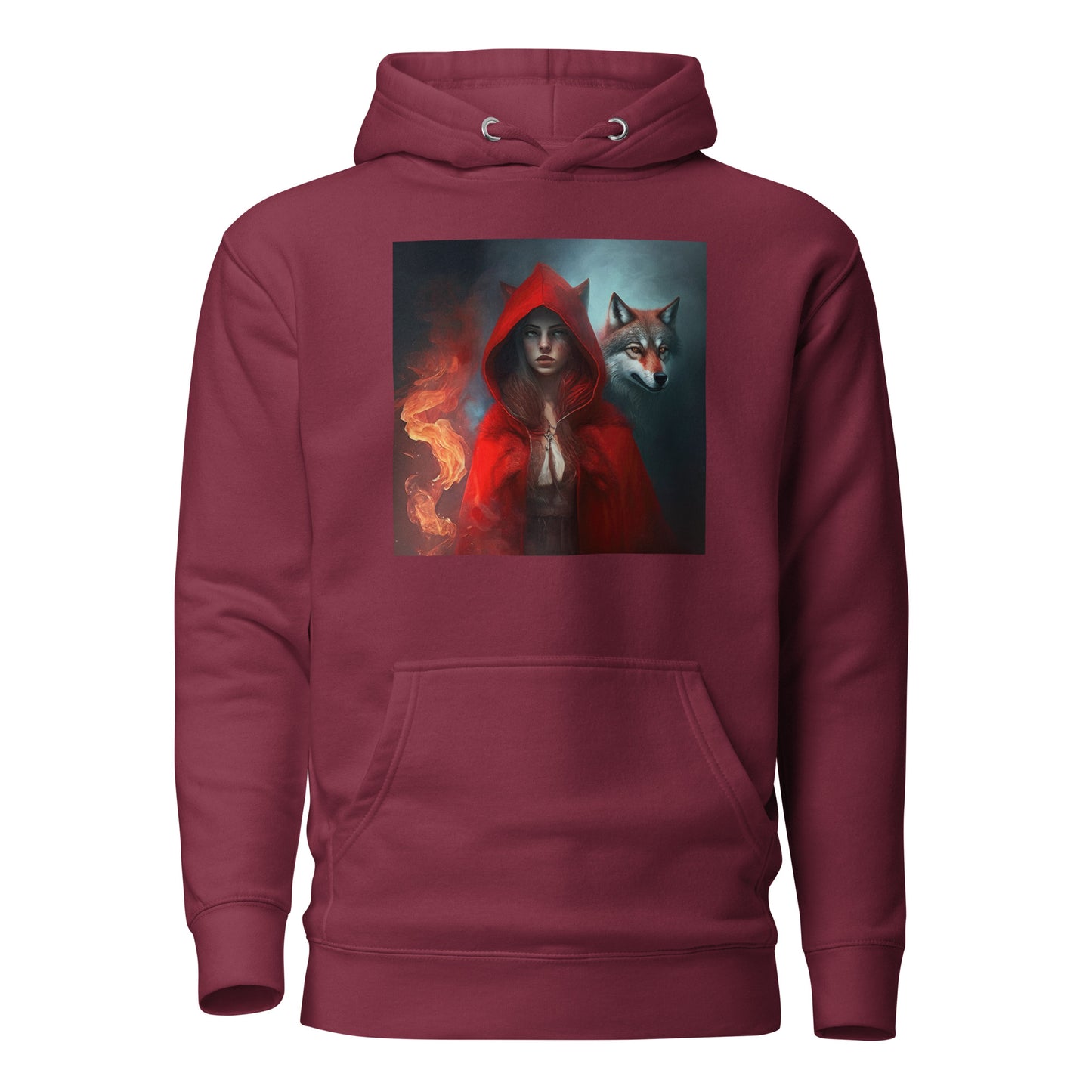 Fiery Red Riding Hood & Wolf Hoodie Maroon