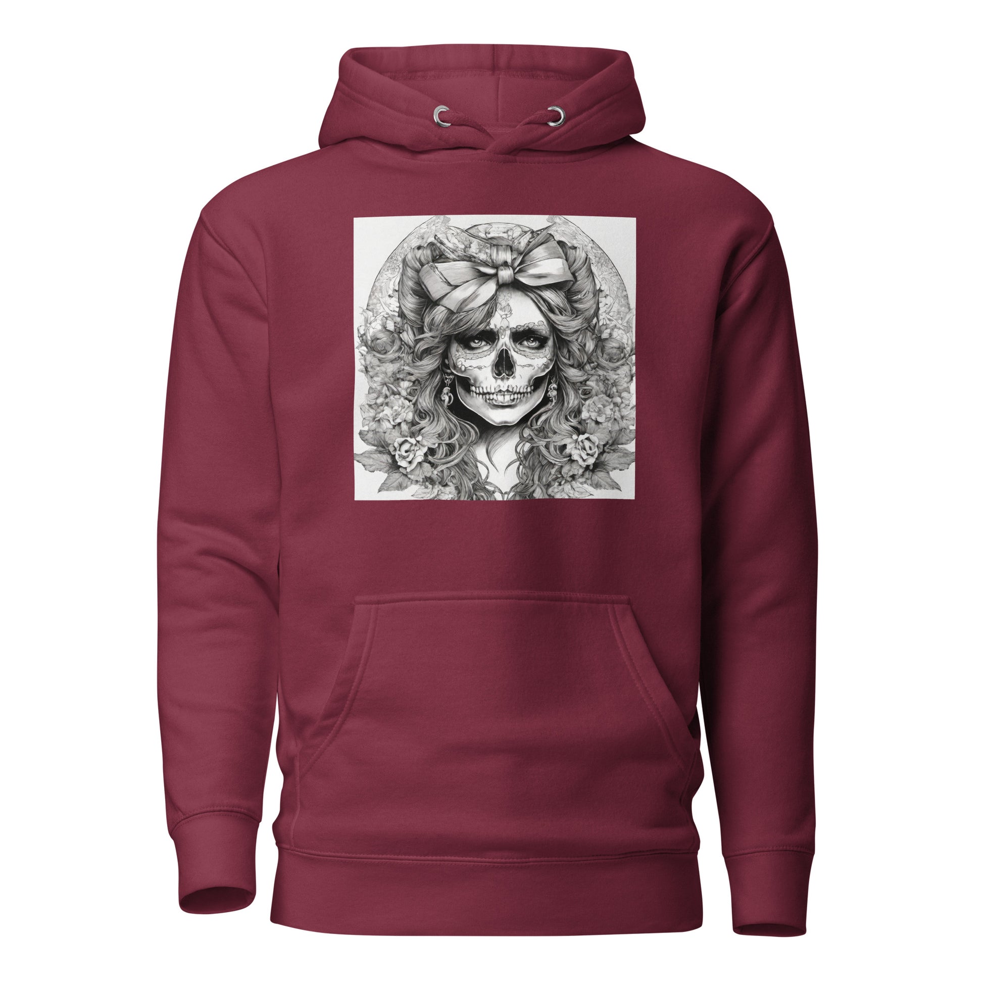 Day of the Dead Princess Hoodie Maroon