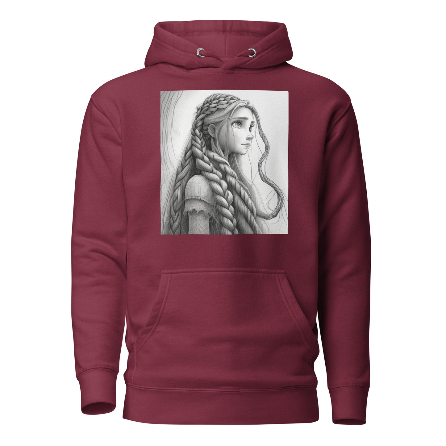 Rapunzel Sketch Women's Fairy Tale Hoodie Maroon