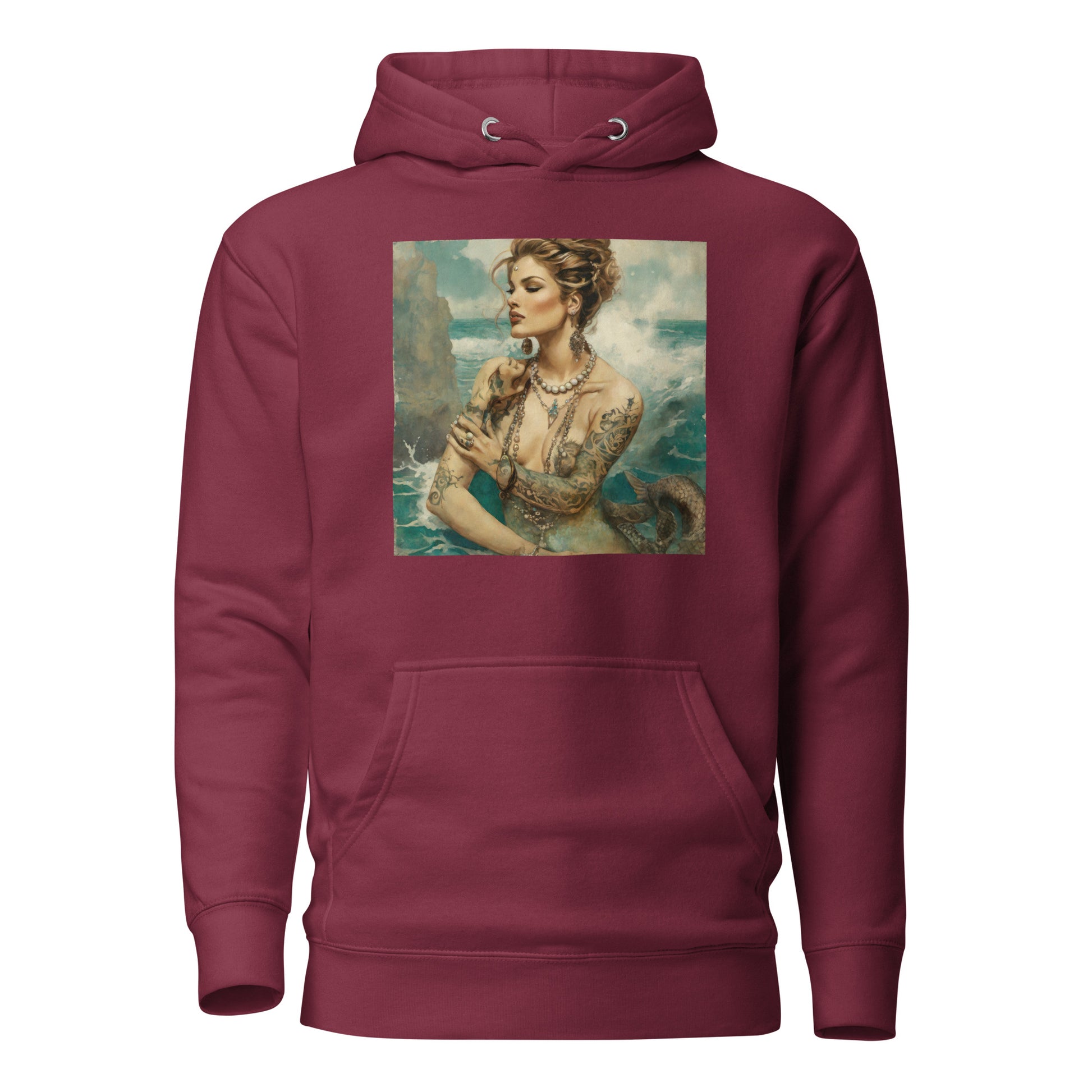 Mermaid with Tattoos Women's Hoodie Maroon