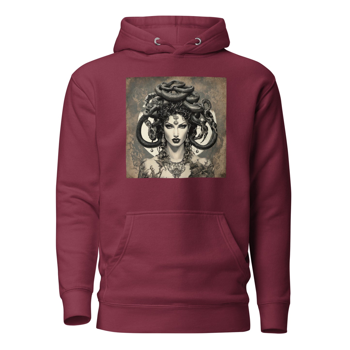 Medusa'a Gaze Women's Graphic Hoodie Maroon