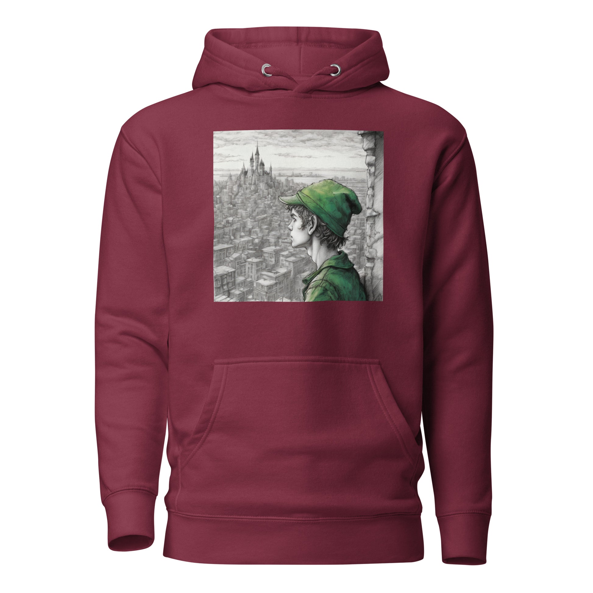 Peter Pan Overlooking the City Women's Hoodie Maroon