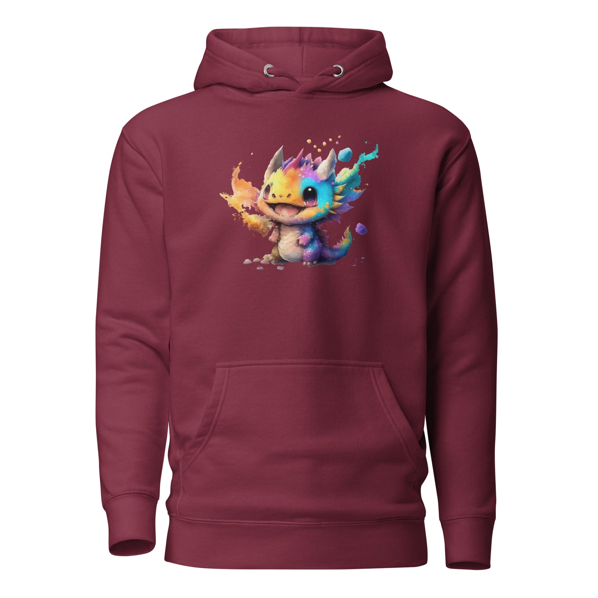 Cute Baby Dragon Women's Fantasy Hoodie Maroon