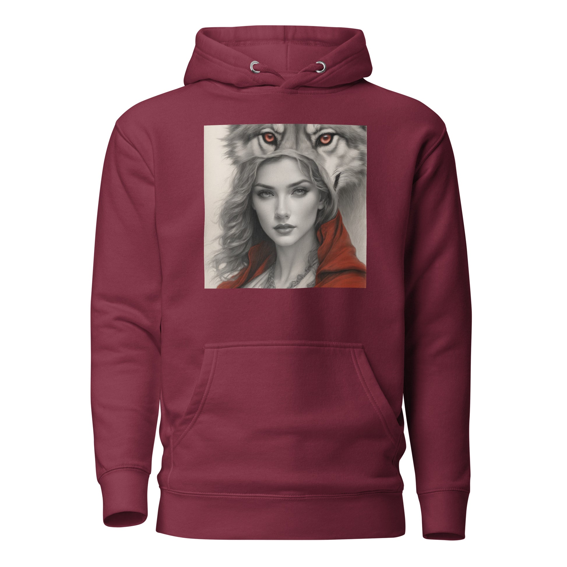 Mystique of the Wolf Women's Hoodie Maroon