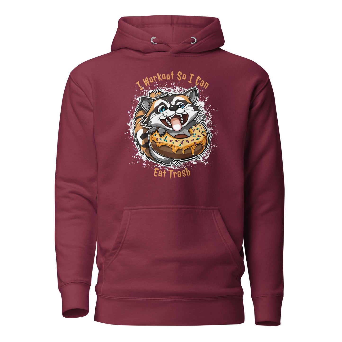 Raccoon Workout Women's Funny Hoodie Maroon