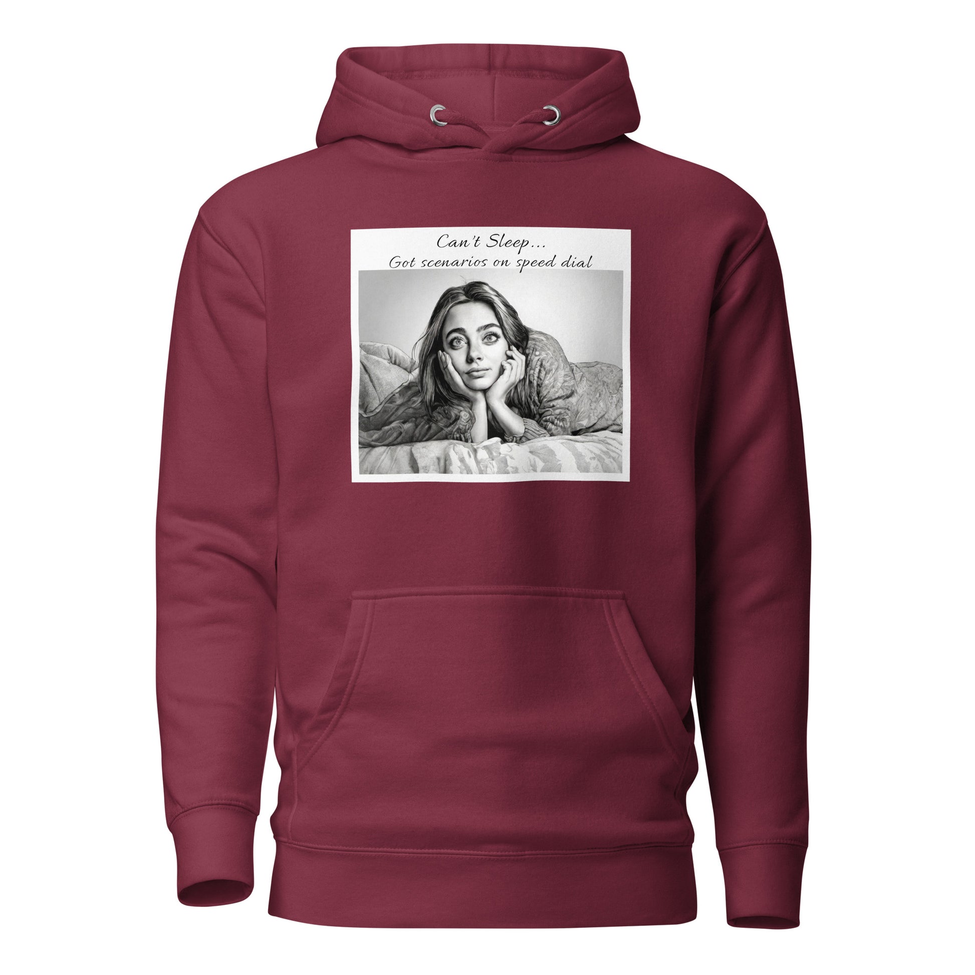 Scenarios on Speed Dial Women's Funny Insomnia Hoodie Maroon