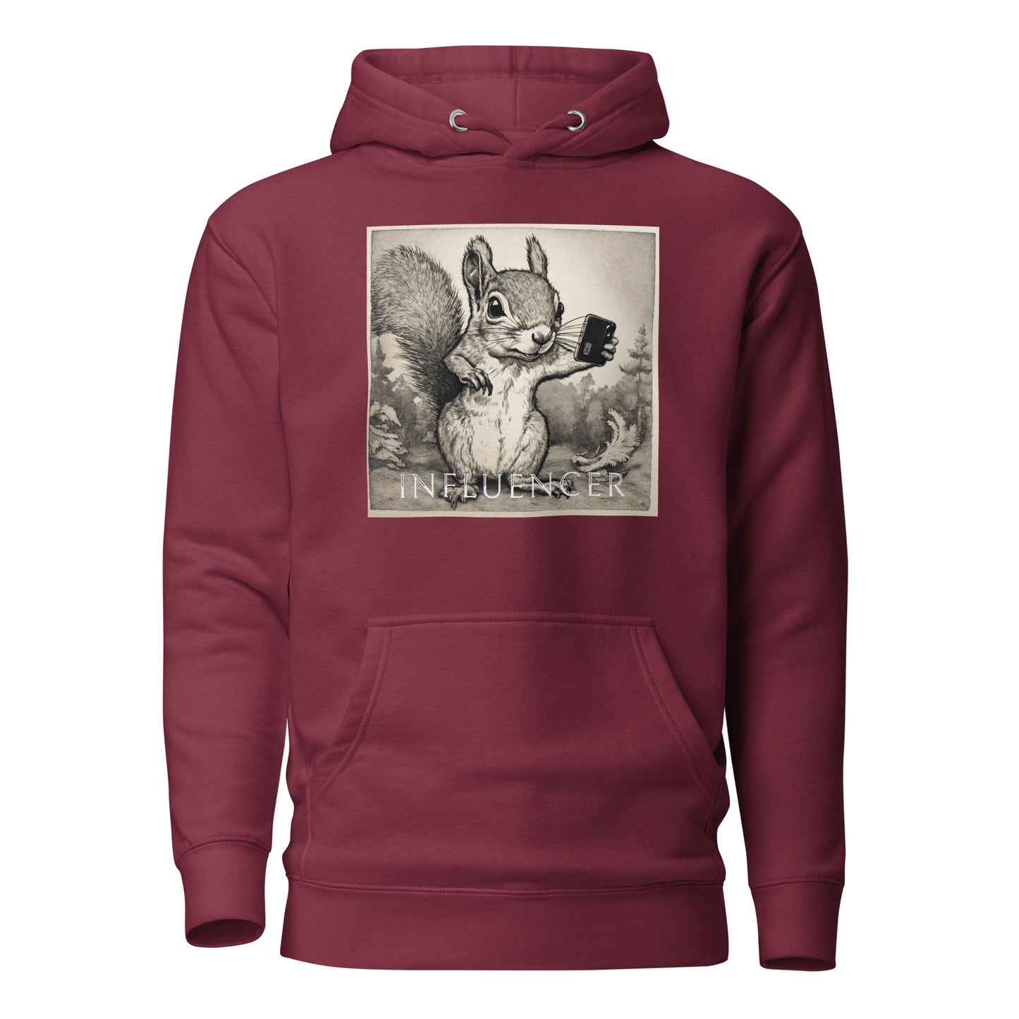 Squirrel Influencer Women's Funny Hoodie Maroon