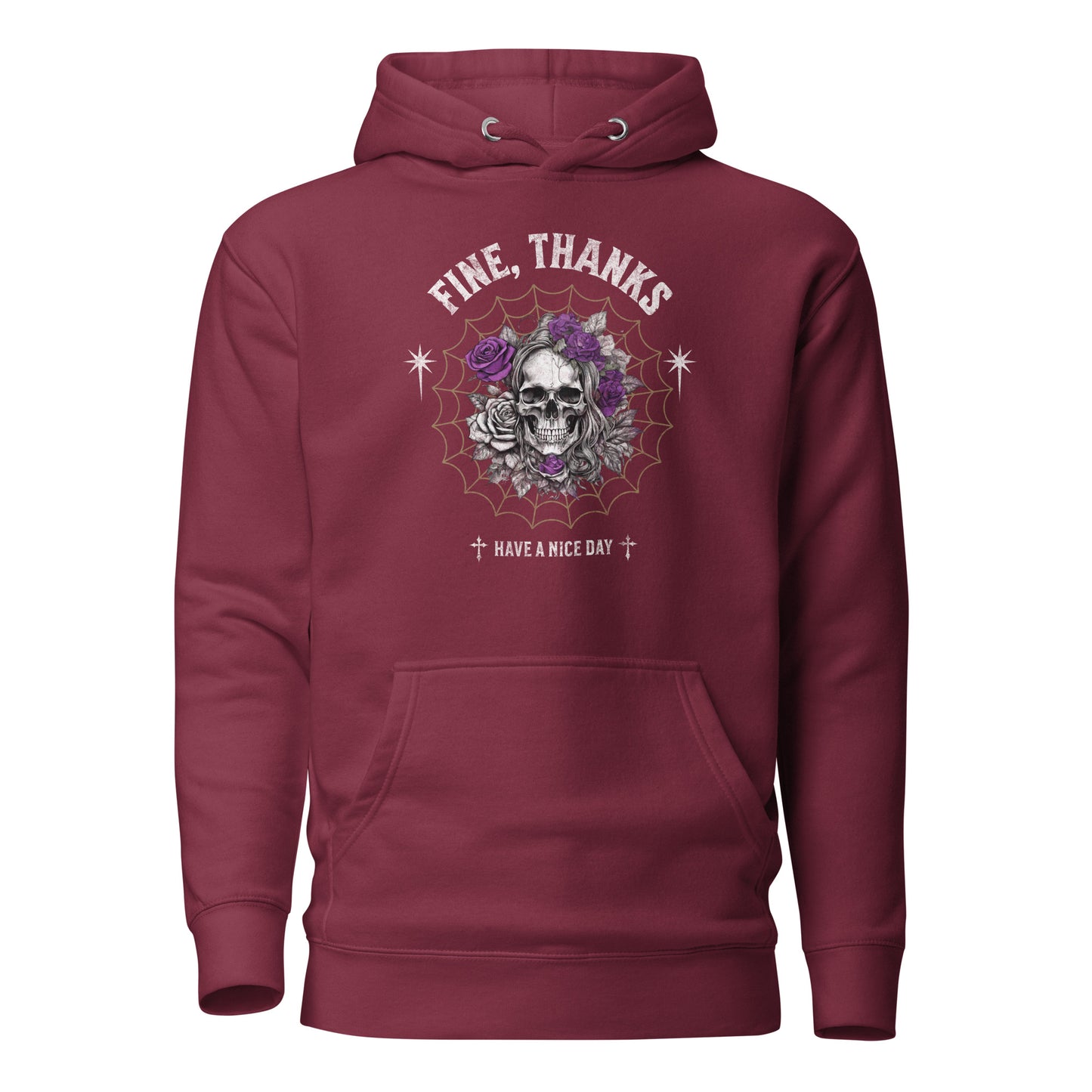 Fine Thanks Skull Women's Funny Hoodie Maroon