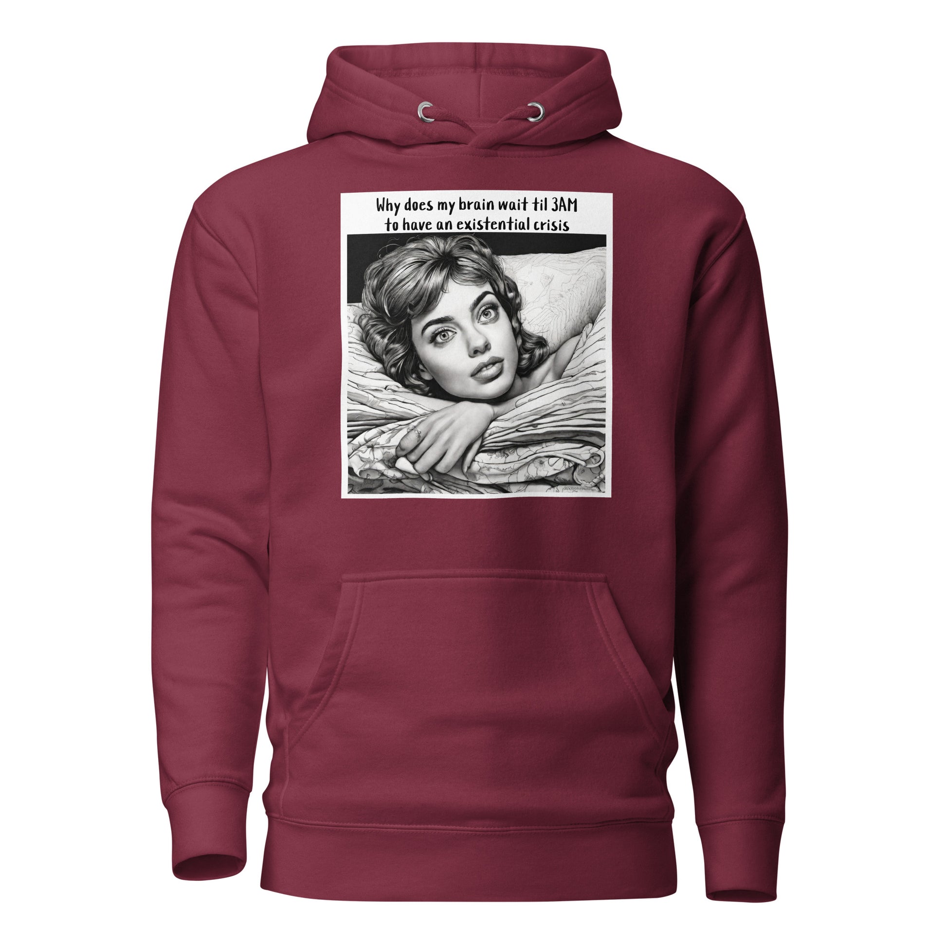 3AM Existential Crisis Women's Funny Hoodie Maroon