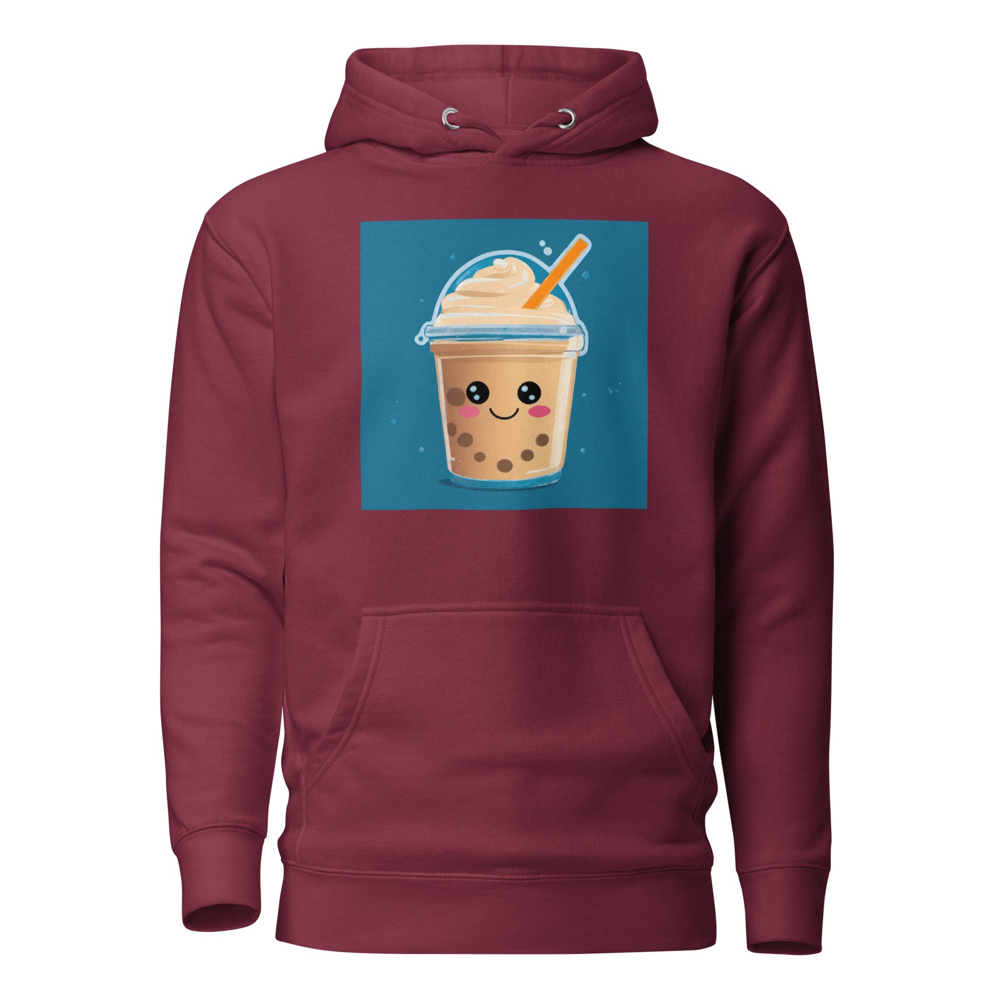 Boba Bubble Milk Tea Women's Funny Graphic Hoodie Maroon