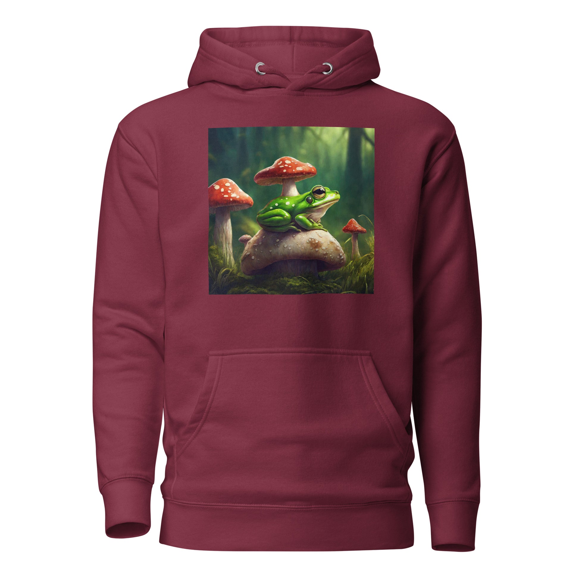 Frog & Mushrooms Women's Animal Hoodie Maroon