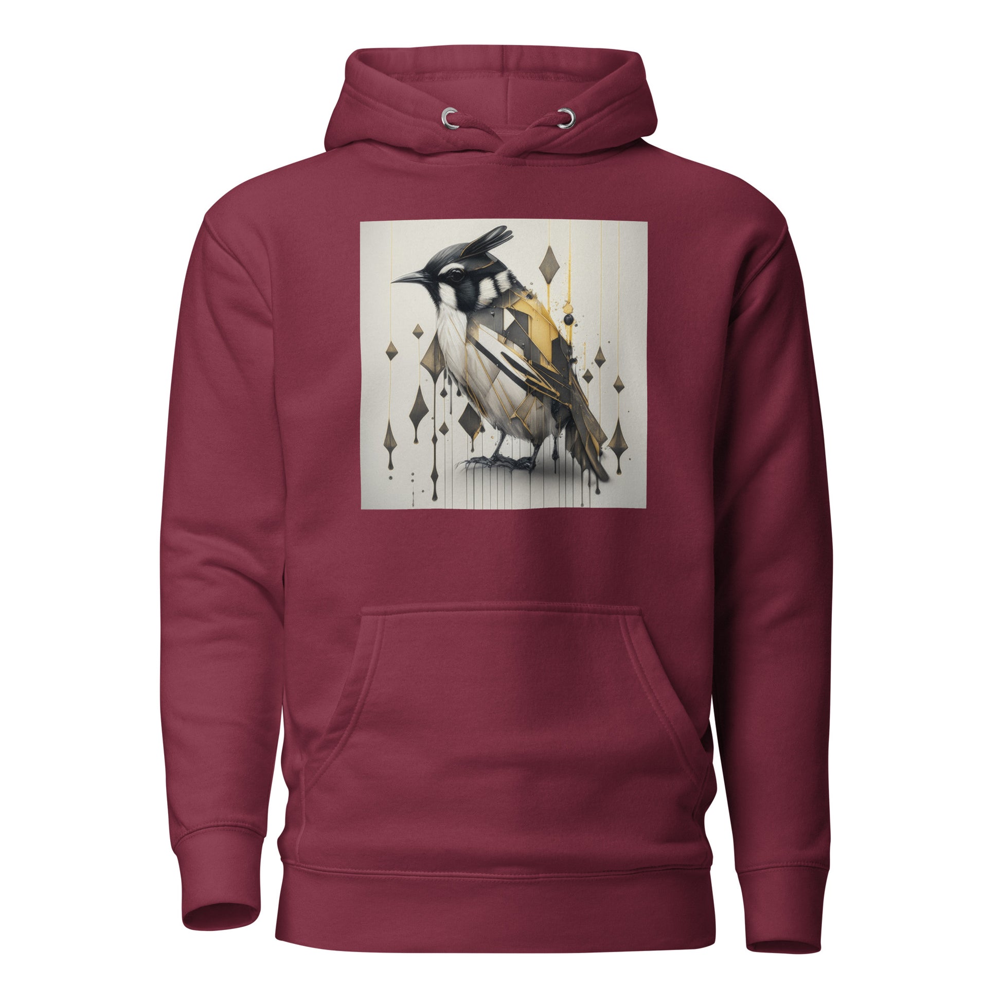 Geometric Chickadee Bird Women's Graphic Hoodie Maroon