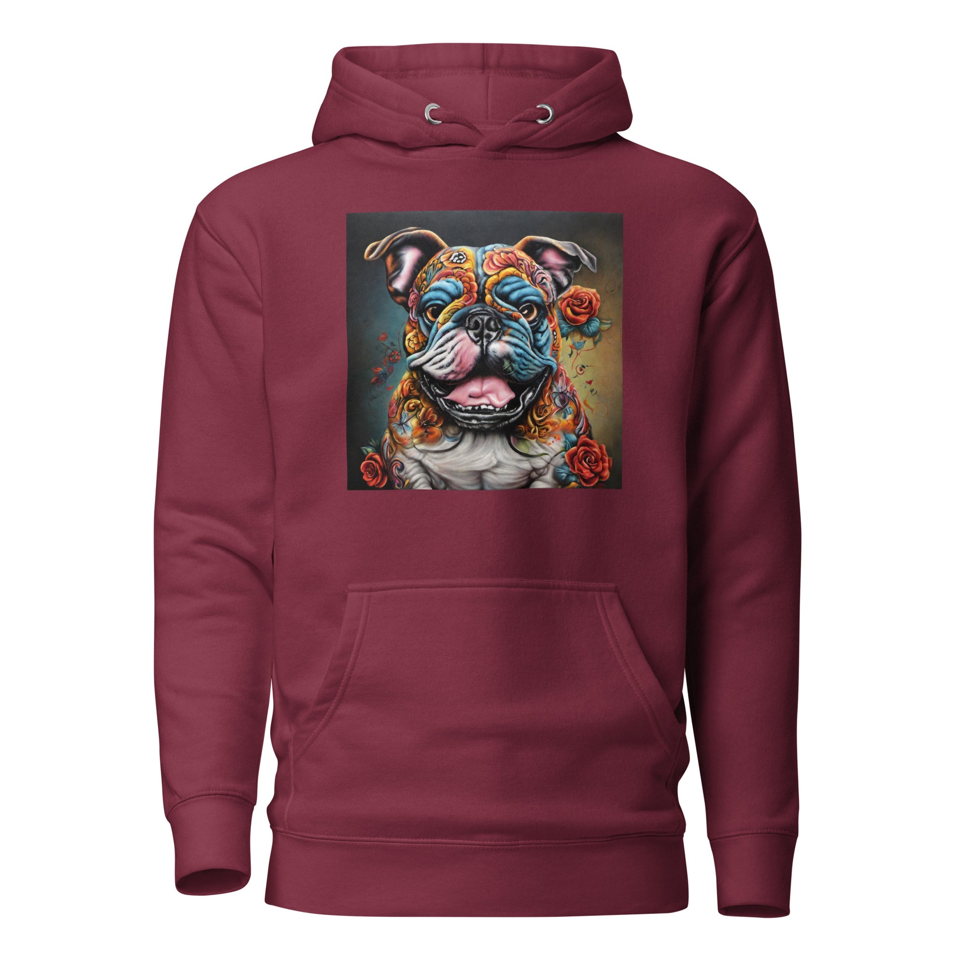 Day of the Dead Bulldog Women's Dog Lover Hoodie Maroon