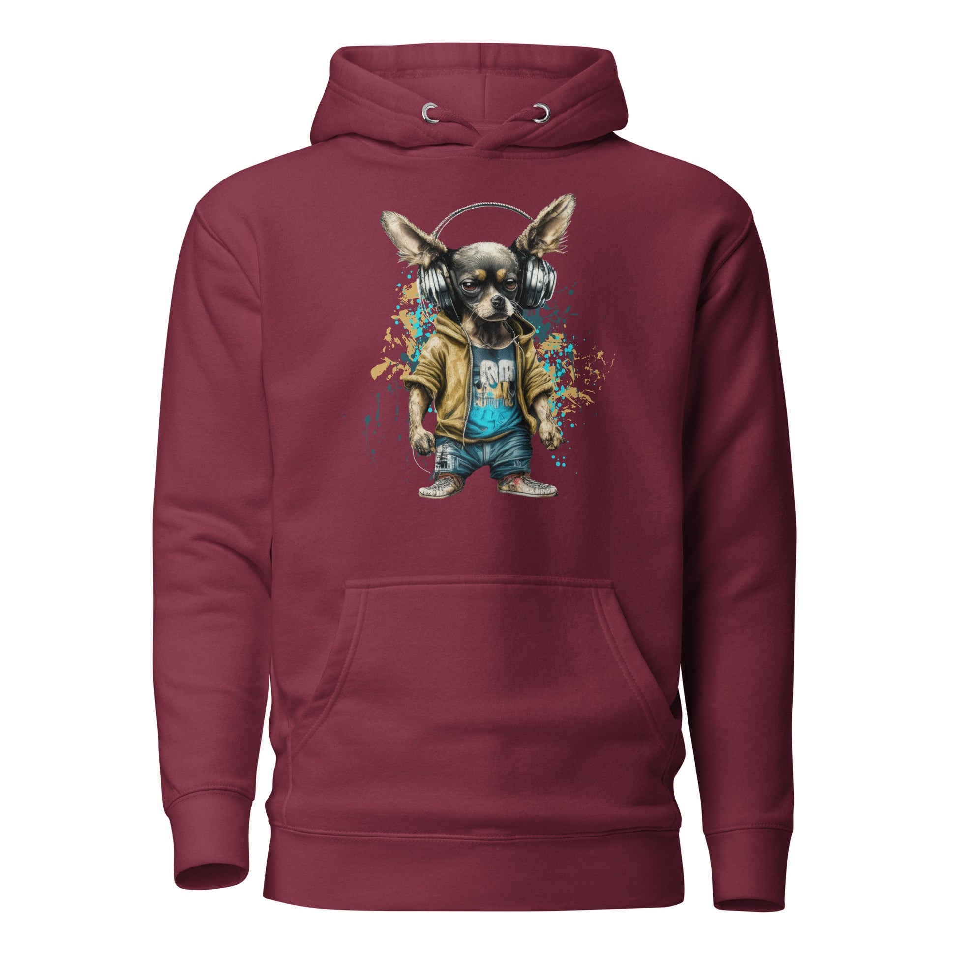 Cool Beats Chihuahua Women's Animal Hoodie Maroon