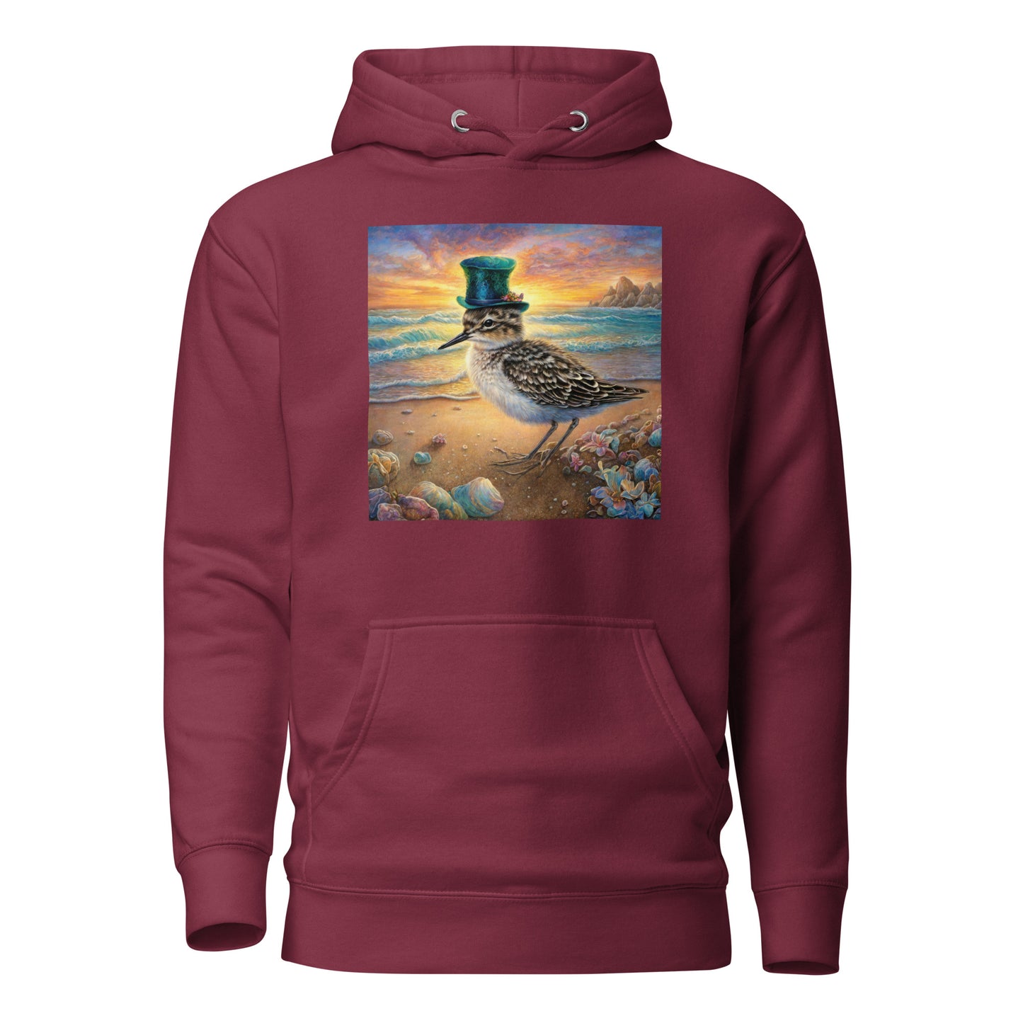 Sandpiper in Top Hat Women's Beach Hoodie Maroon