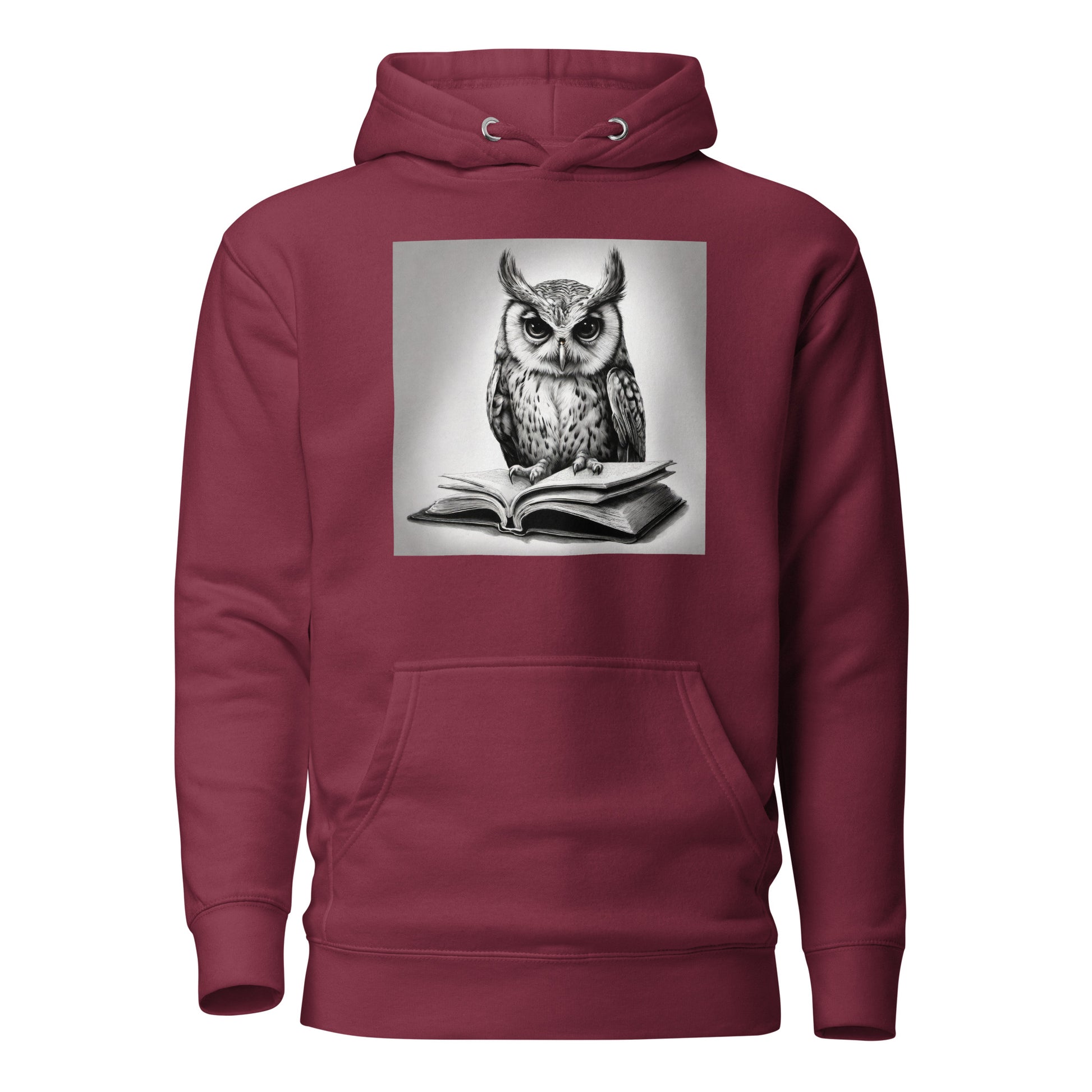 Booksmart Owl Women's Book Lover Hoodie Maroon