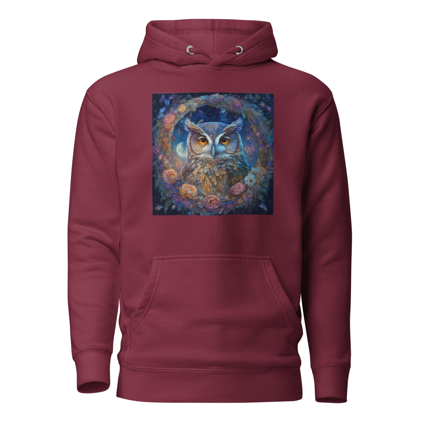 Owl Wreath Women's Animal Lover Hoodie Maroon