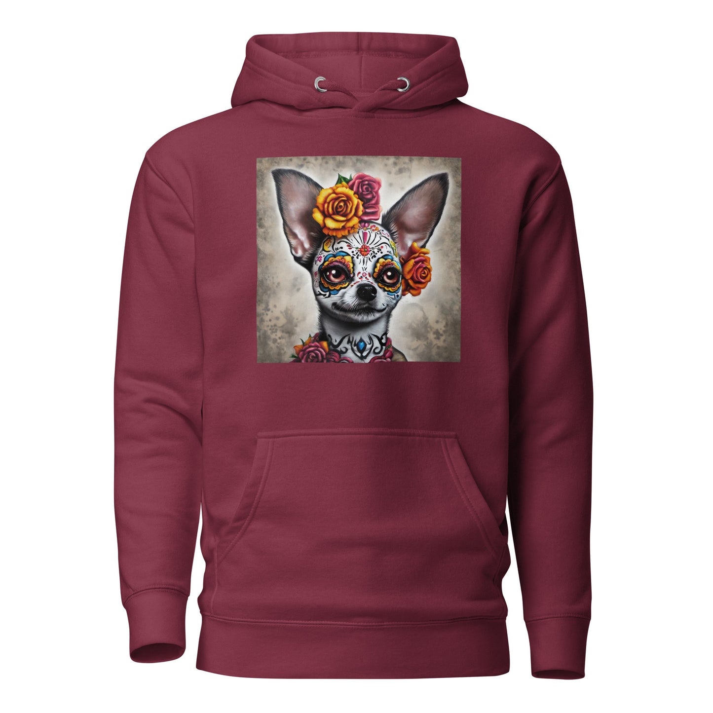 Day of the Dead Chihuahua Women's Dog Lover Hoodie Maroon