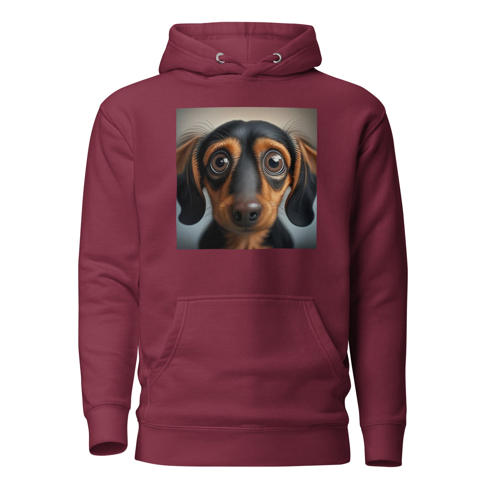 Dachshund with Puppy Dog Eyes Women's Weiner Dog Hoodie Maroon