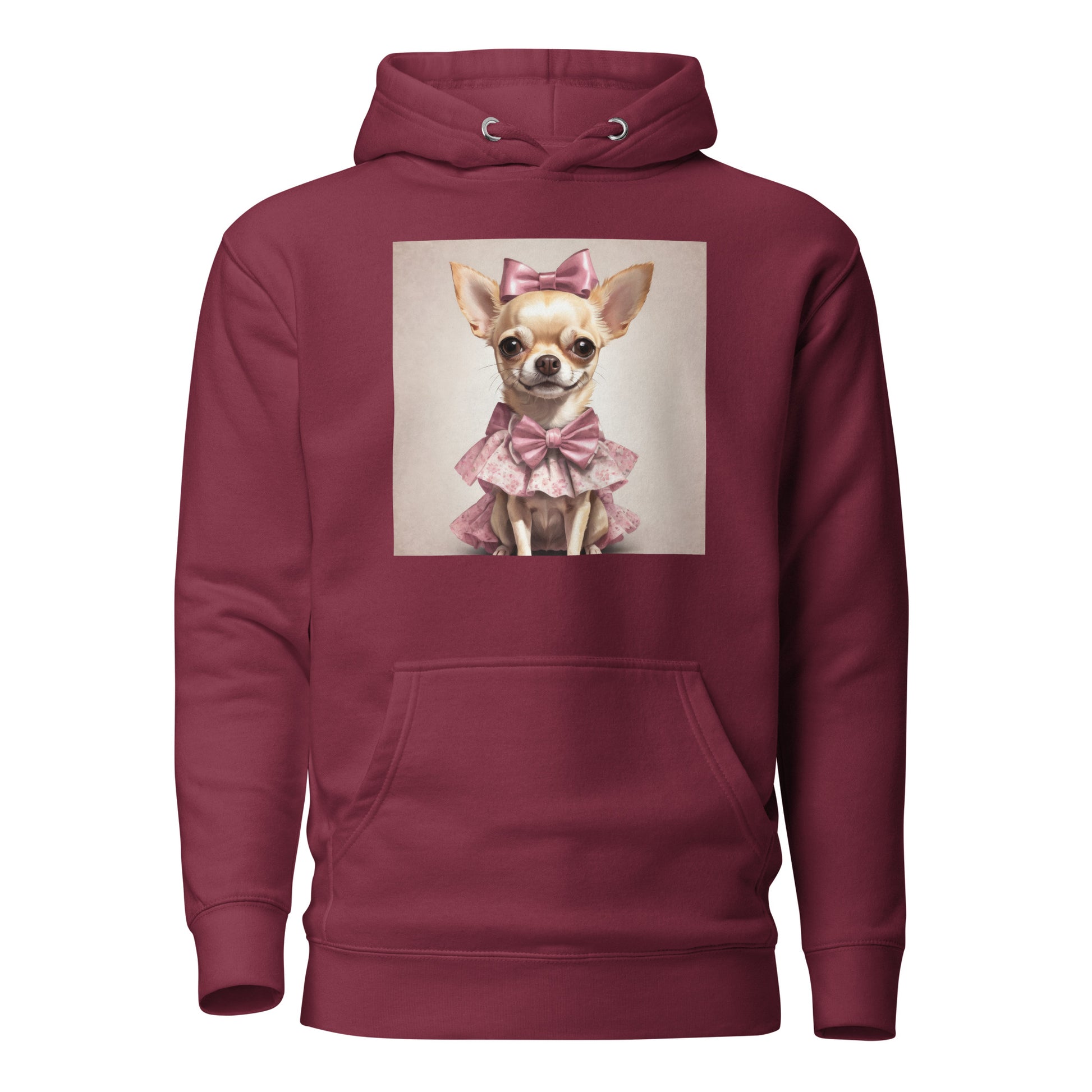 Chihuahua in Pink Dress Women's Dog Lover Hoodie Maroon