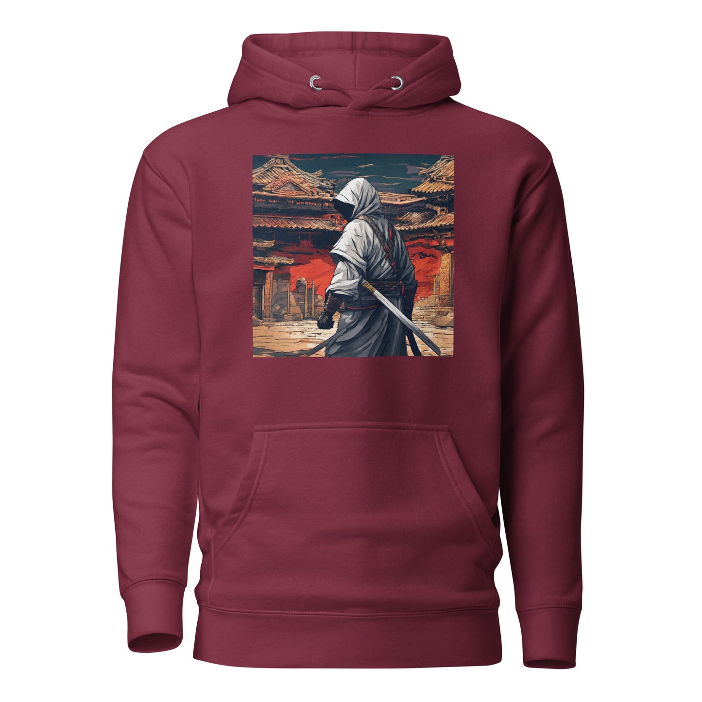 Shadowy Samurai Women's Anime Hoodie Maroon