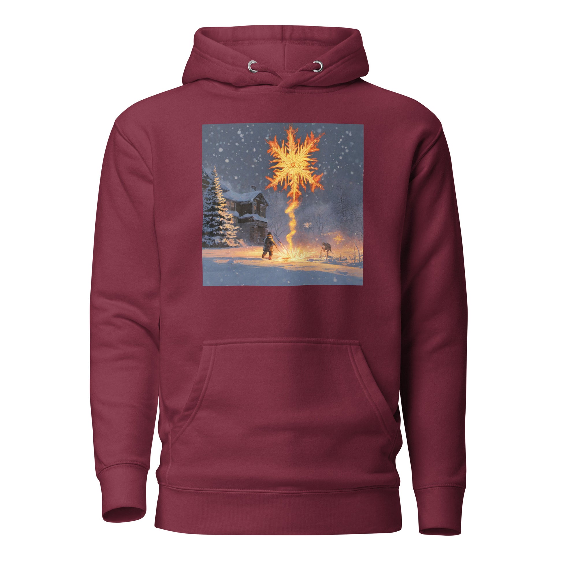 Fire from Ice Snowflake Women's Anime Hoodie Maroon