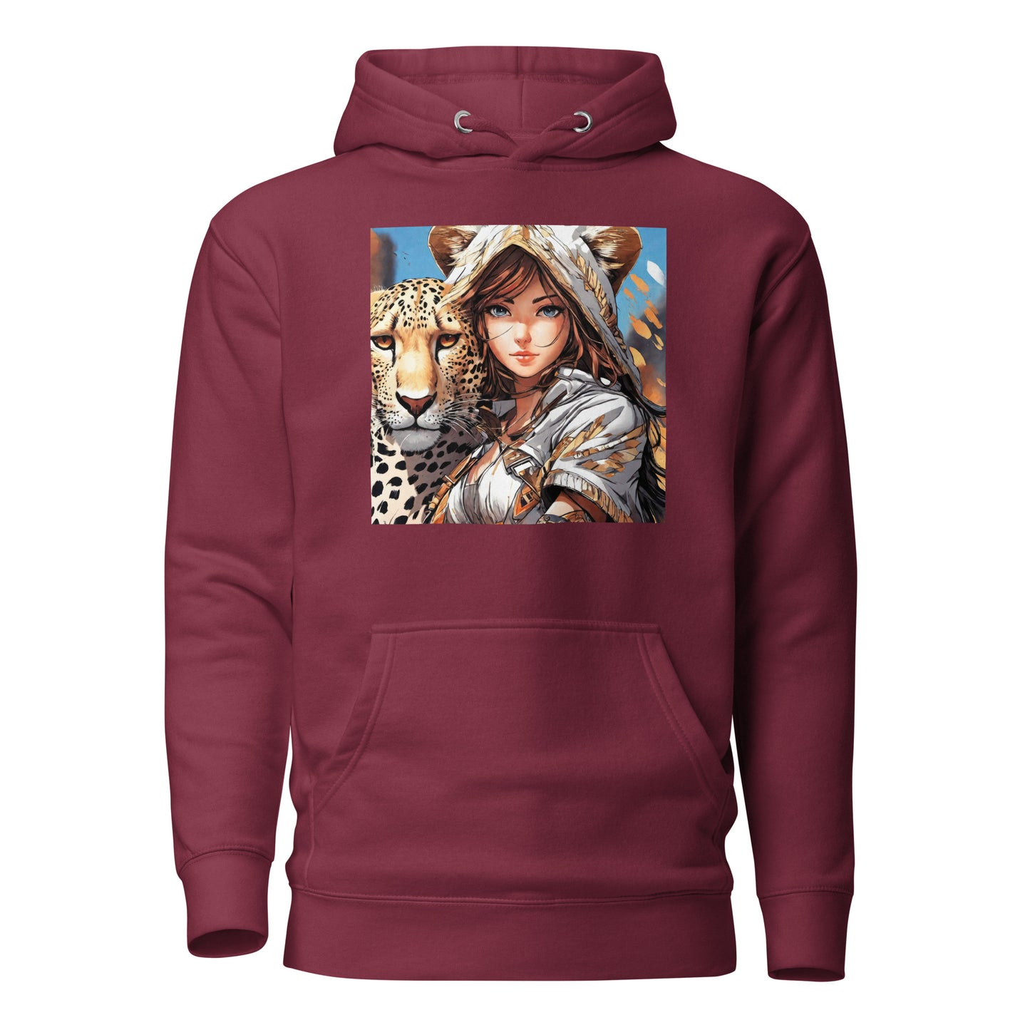 Leopard Queen Women's Anime Hoodie Maroon