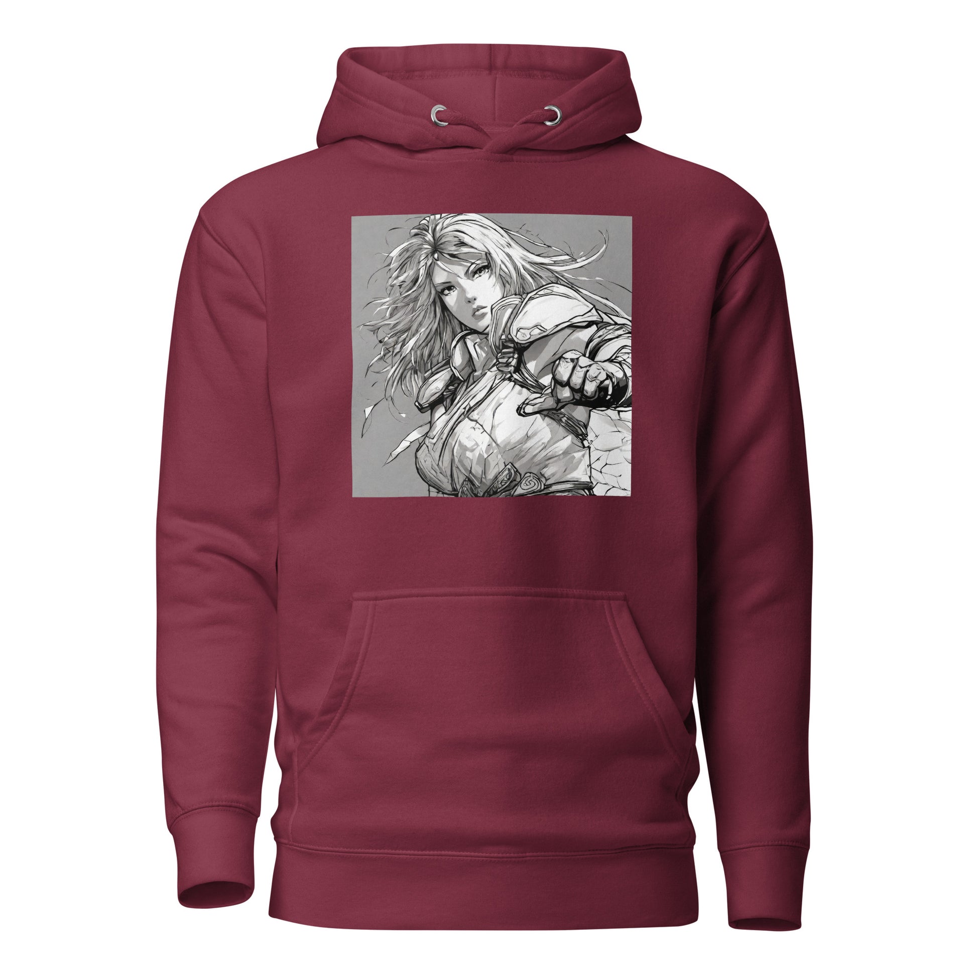 Fearless Swordmaiden Women's Anime Hoodie Maroon