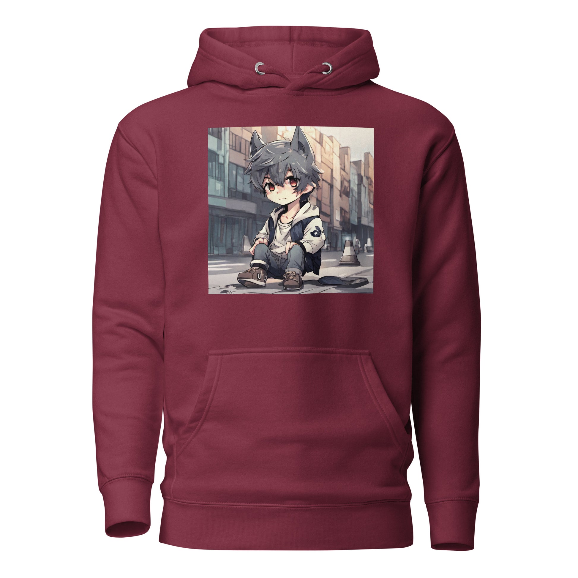 Wolf Spirit Women's Anime Hoodie Maroon