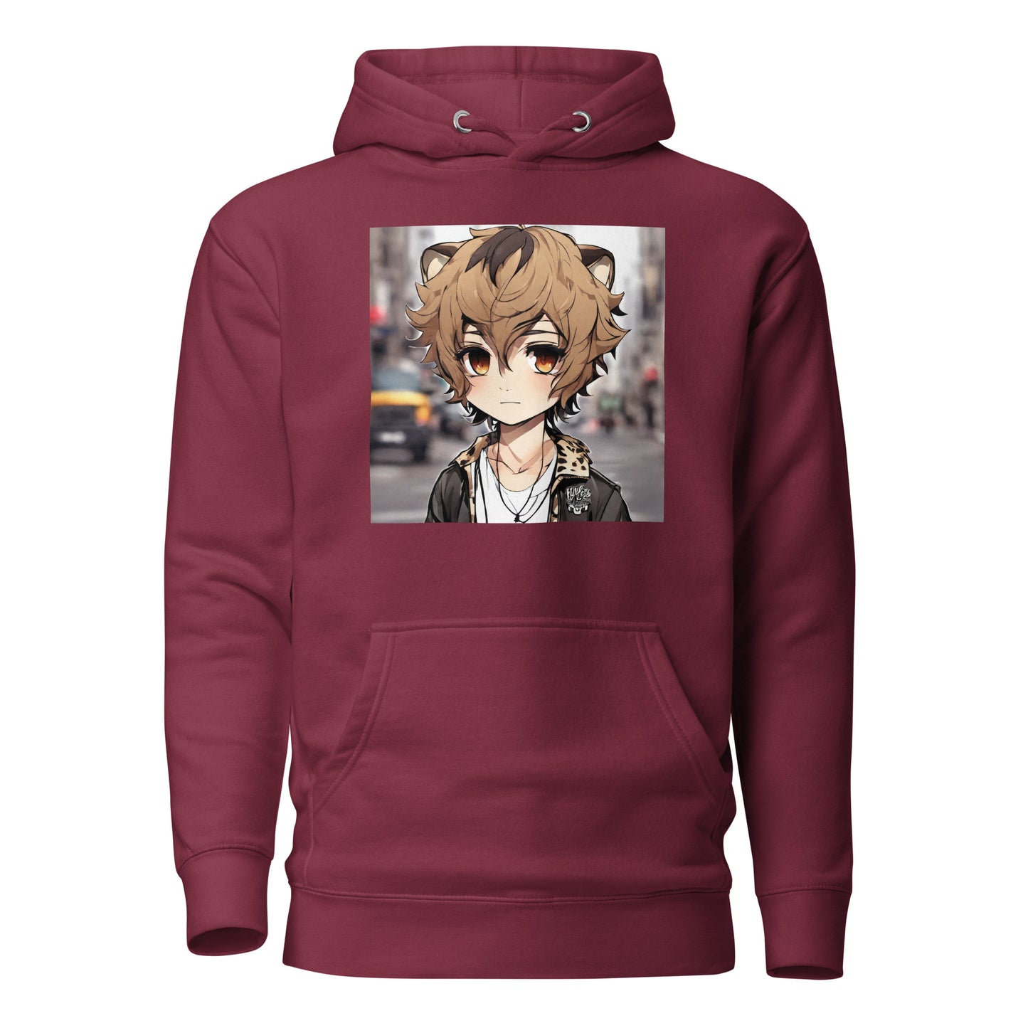 Leopard Boy Women's Anime Hoodie Maroon