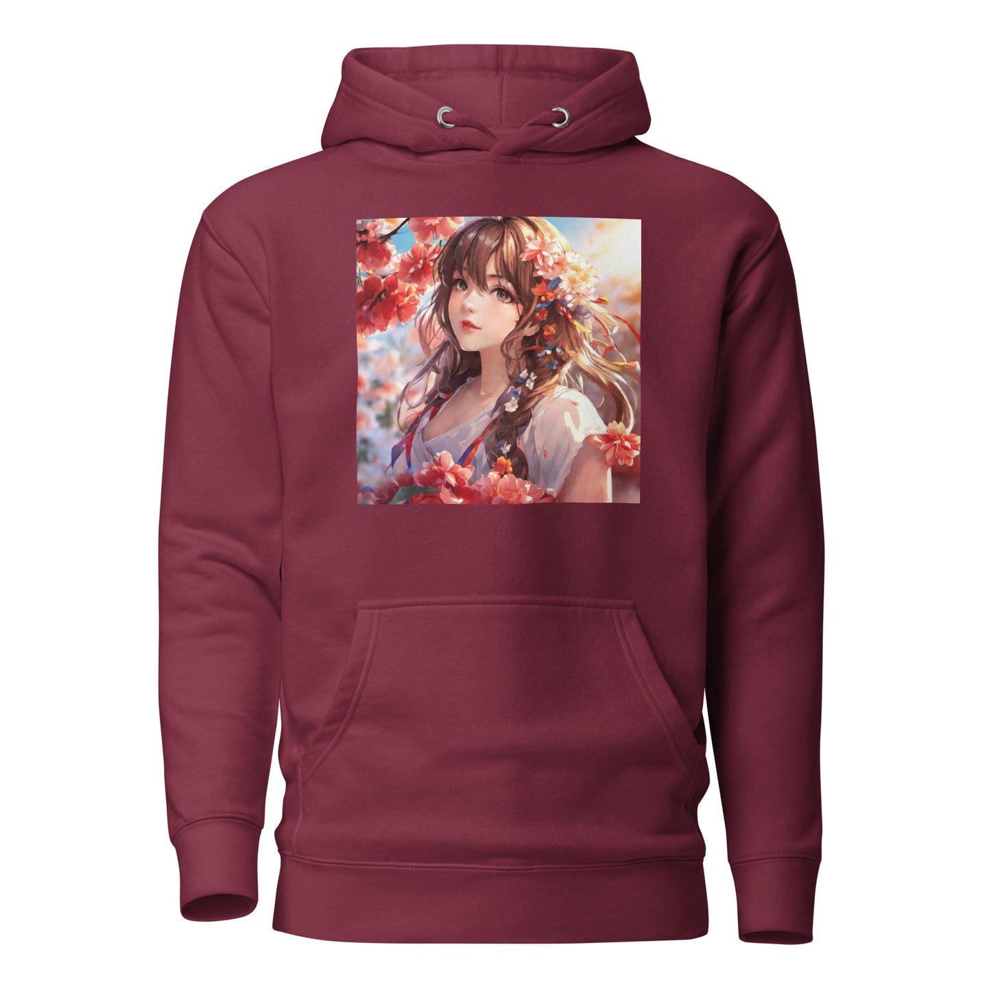 Graceful & Lovely Women's Anime Hoodie Maroon