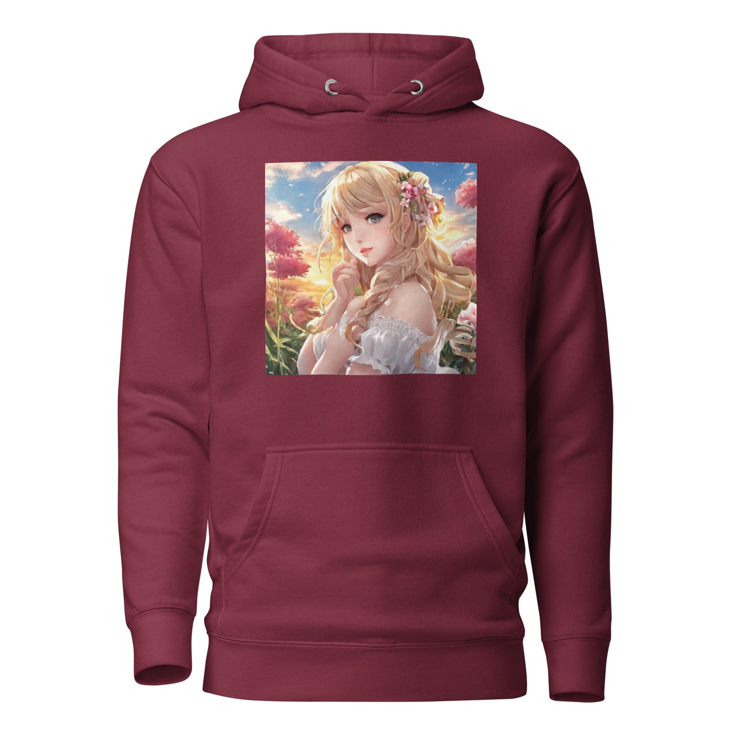 Timeless Beauty Women's Anime Hoodie Maroon