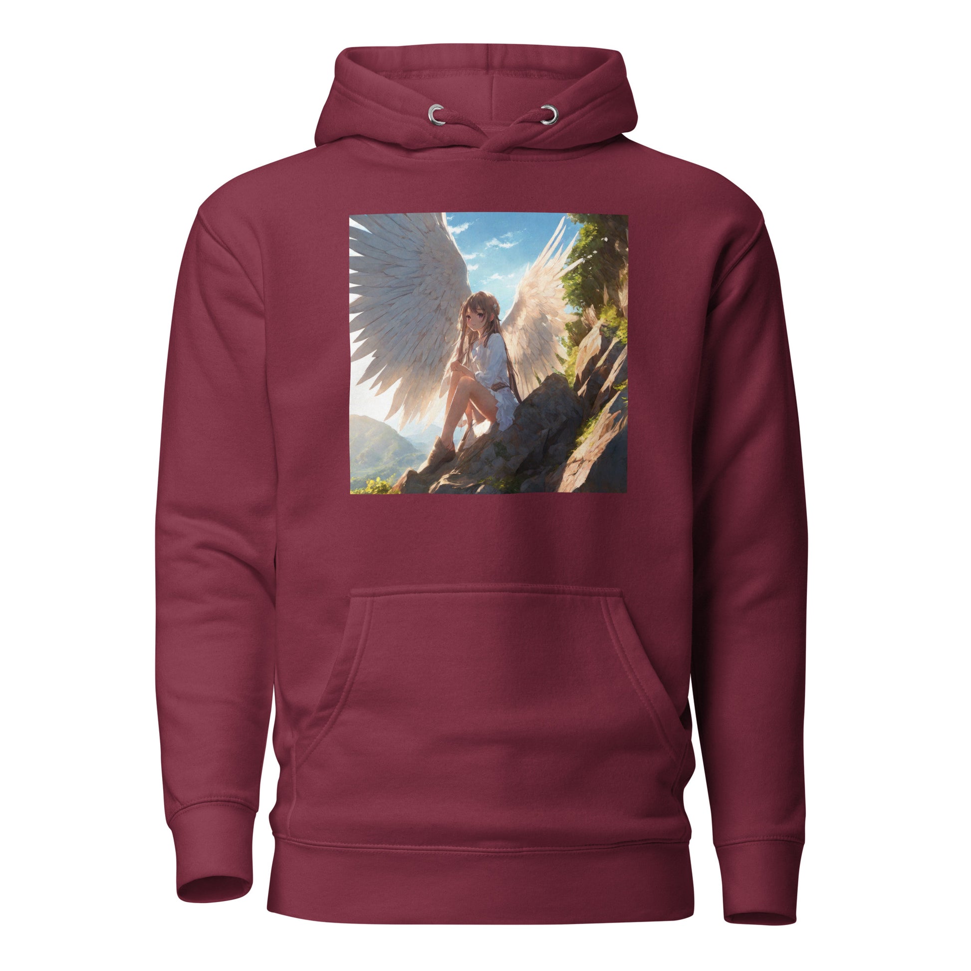 Beautiful Angel Women's Anime Hoodie Maroon