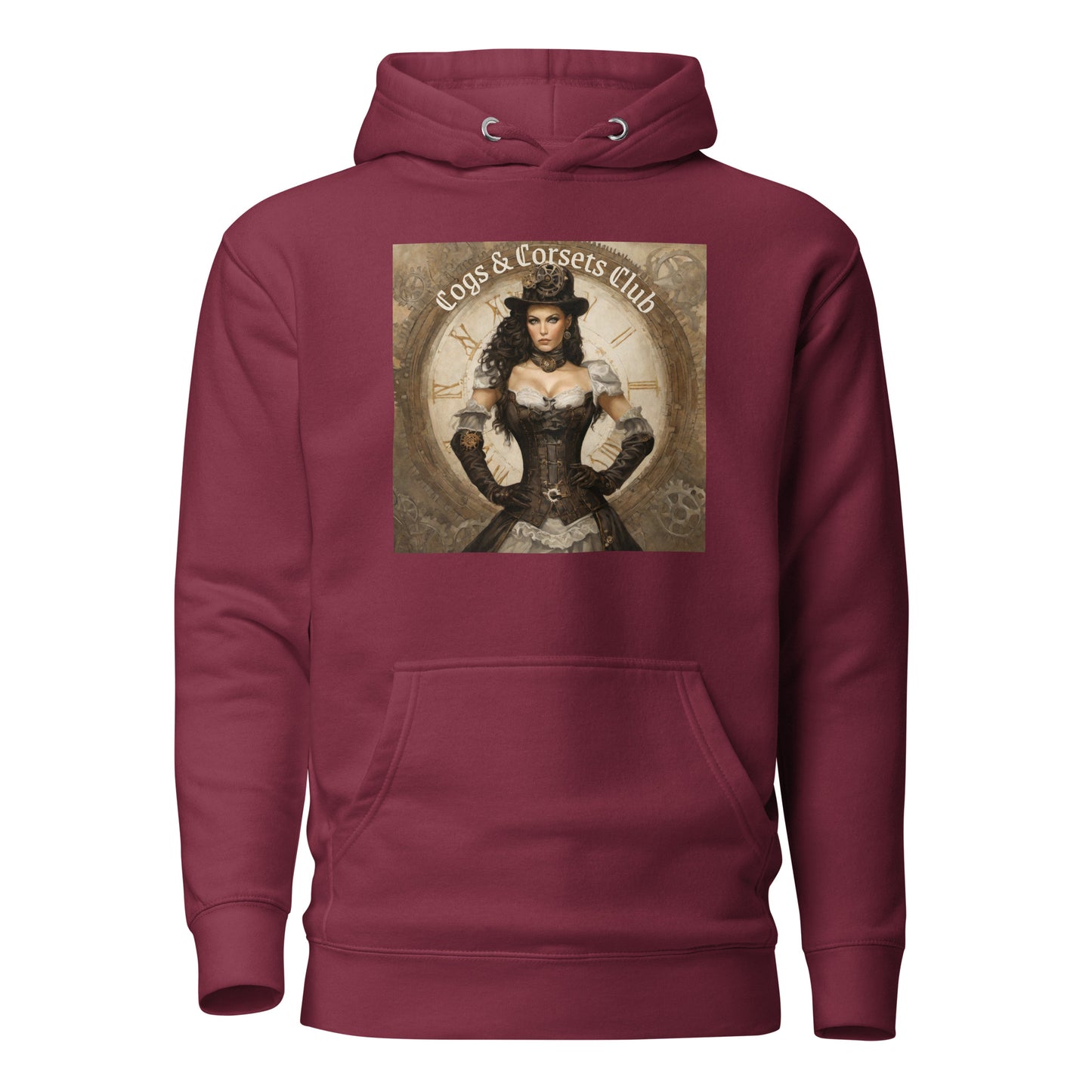 Cogs & Corsets Club Women's Steampunk Hoodie Maroon