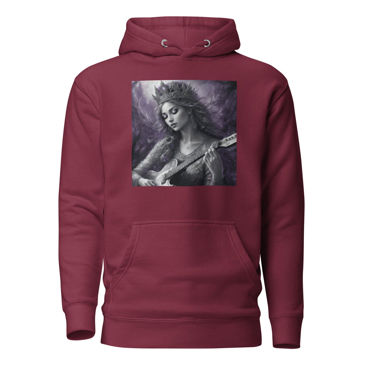 Princess Woman Playing the Guitar Hoodie Maroon